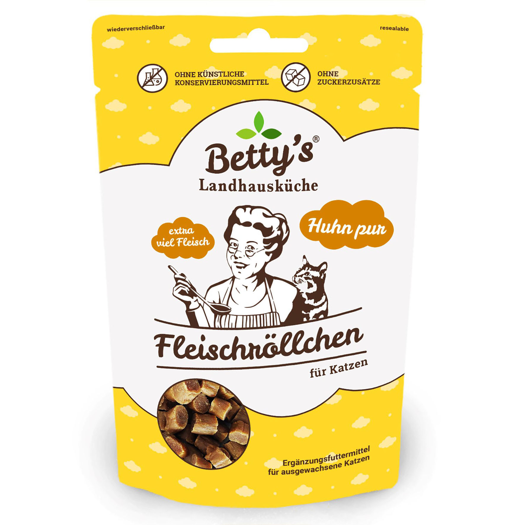 Betty’s Landhausküche Rouleaux de viande – Poulet pur, friandise pour chat, 50 g