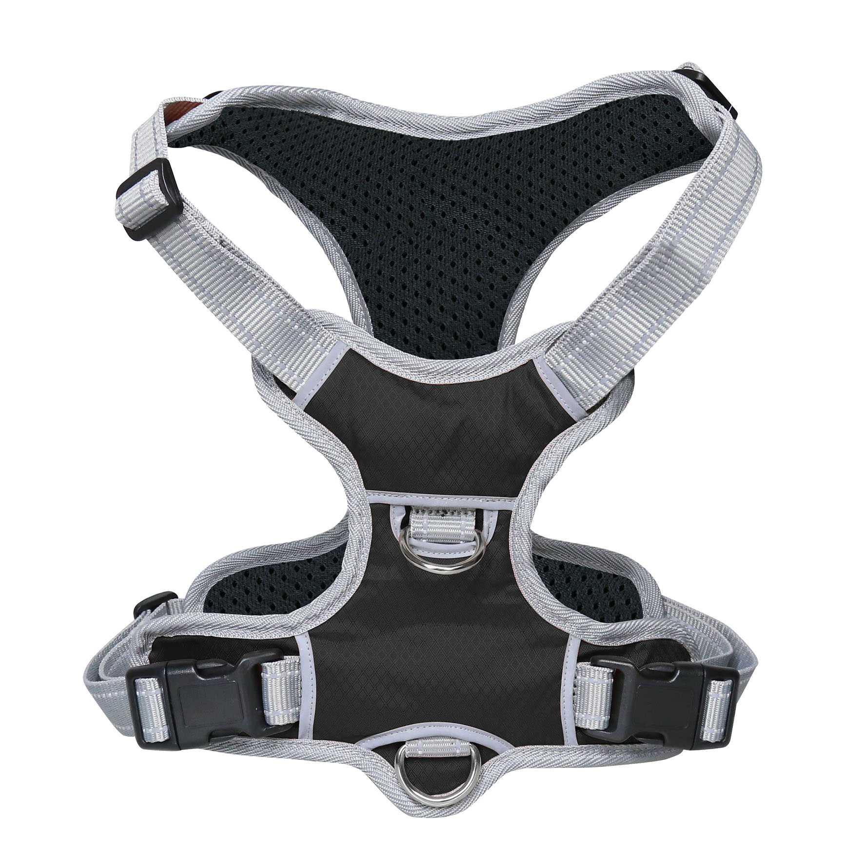 swisspet Geschirr Bronx Trail, grau-schwarz, S: Hals: 55-85cm; Taille: 75-110cm; Rückenlänge: 20.5cm