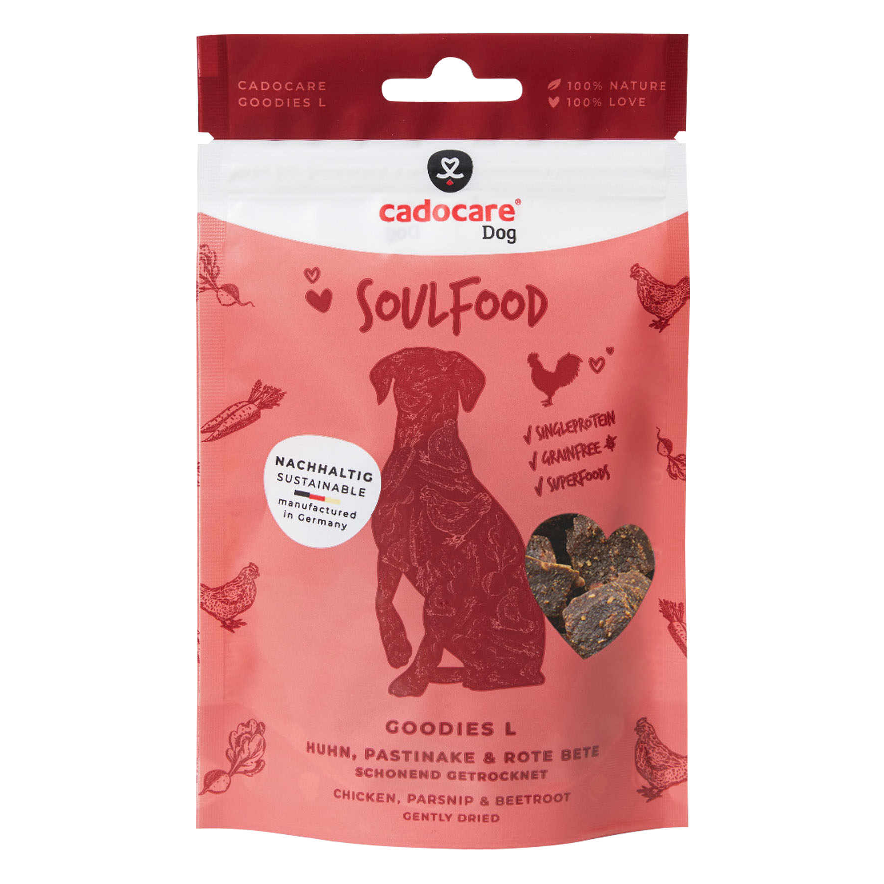 Cadocare Hundesnacks - Goodies L - Huhn, Pastinake & Rote Bete, 70g