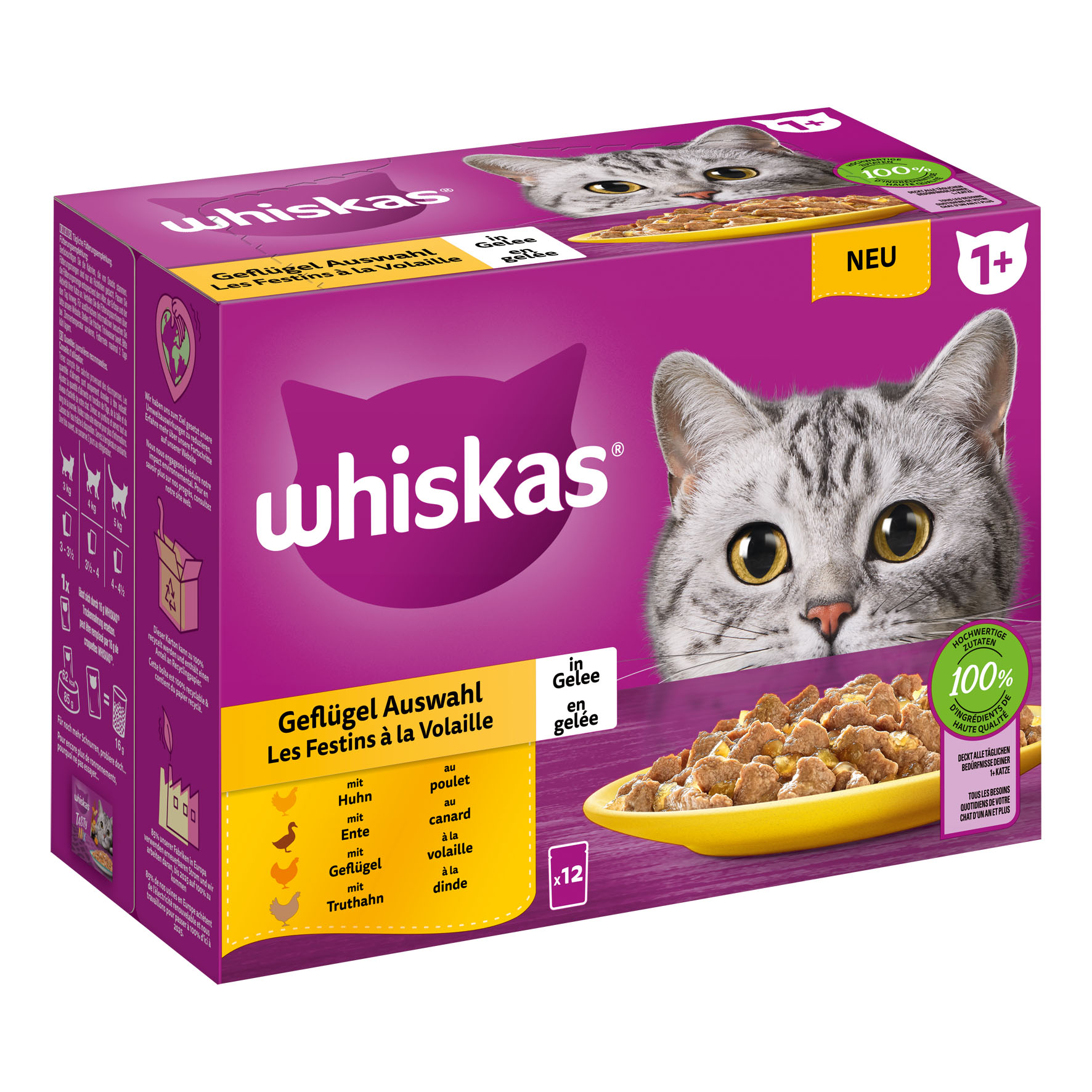 Whiskas 1+ Geflügel Auswahl in Gelee
