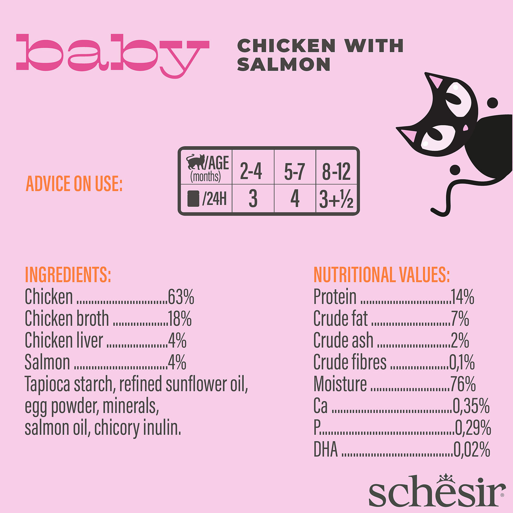 Schesir Baby Wholefood poulet avec saumon, 70g