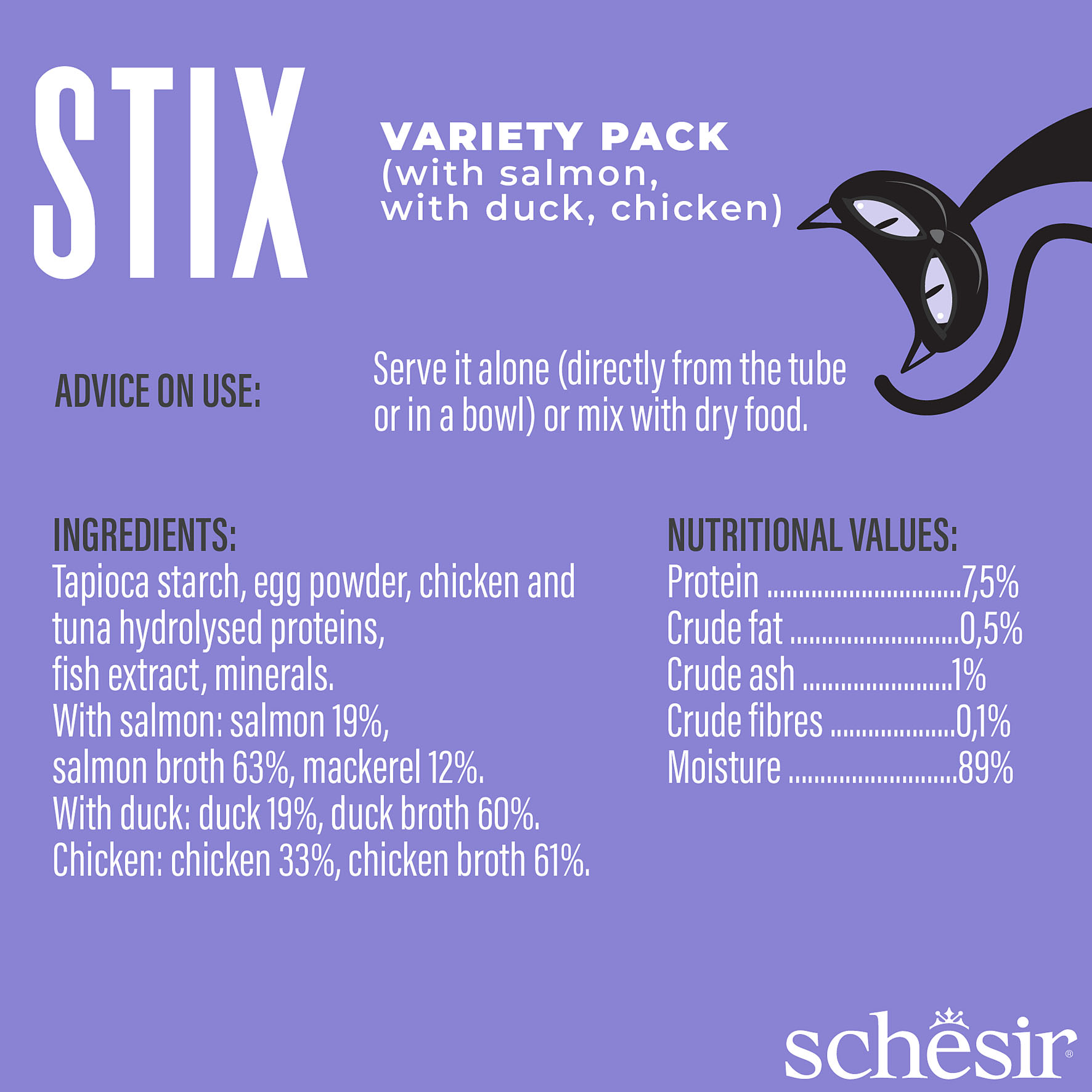 Schesir Stix creamy snacks variety Pack, 6x15g