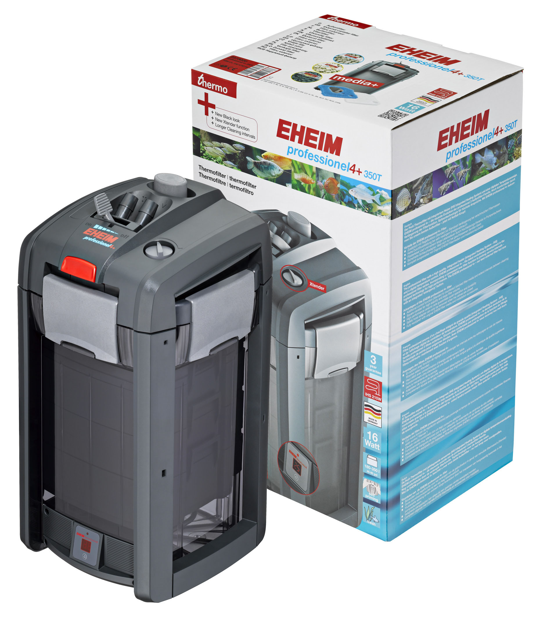 Eheim Aussenfilter professionnel 4+ 350T Thermo, 1050l/h, 16W, 24.4x23.8x45.3cm