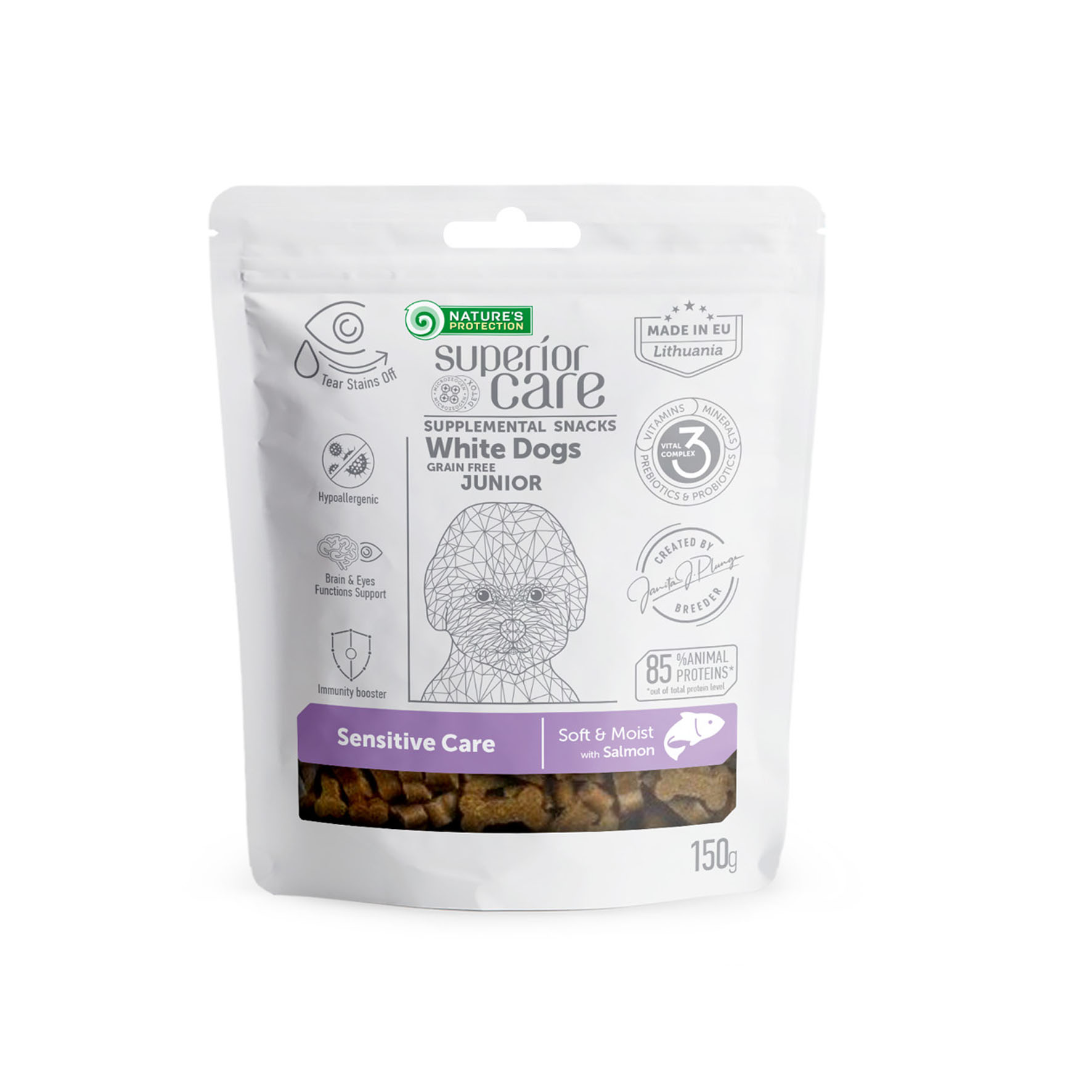Superior Care Functional-Snacks, White Dogs Sensitive Care Junior au saumon, 150 g