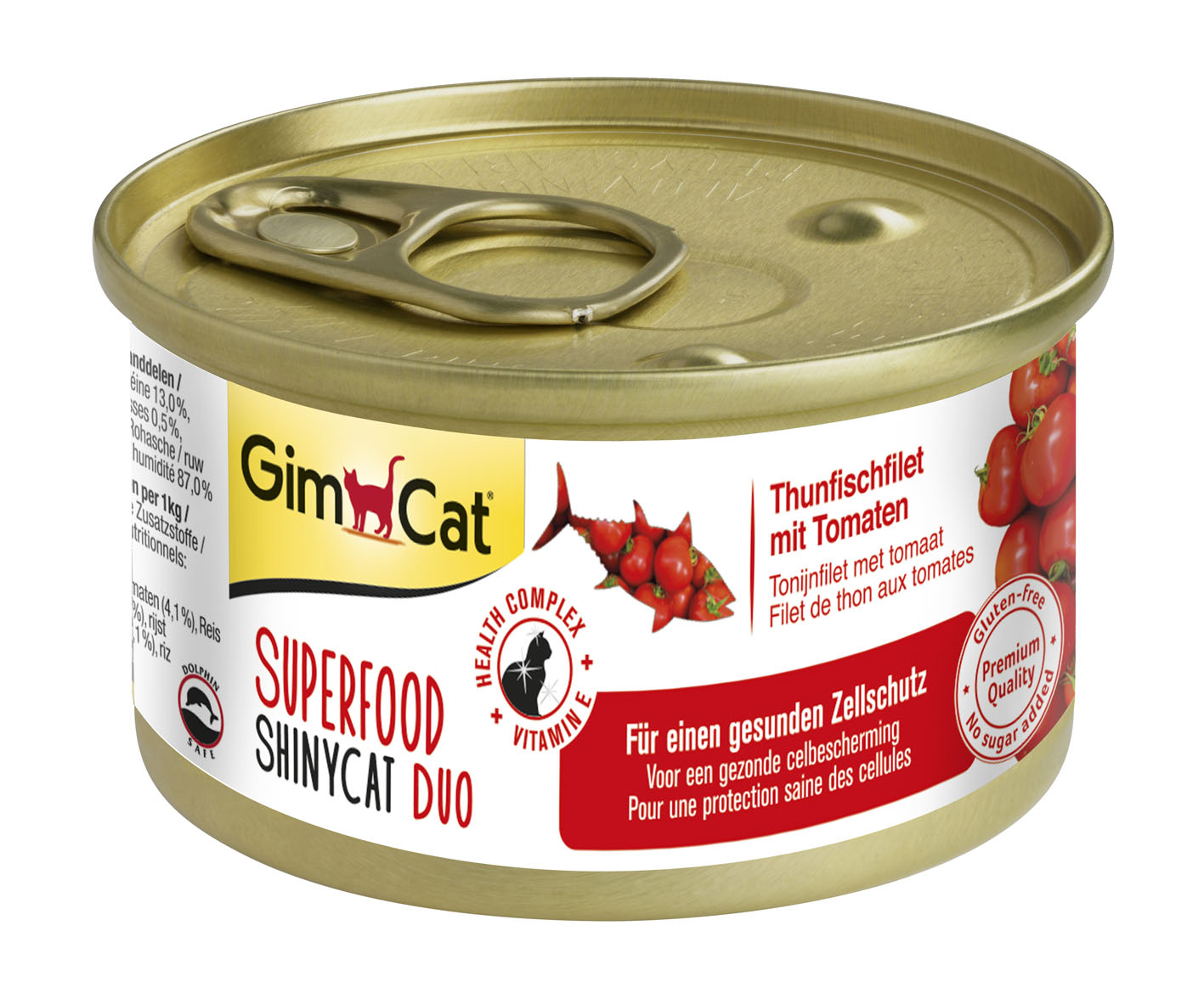 GimCat ShinyCat Duo Superfood, thon & tomates, 70g