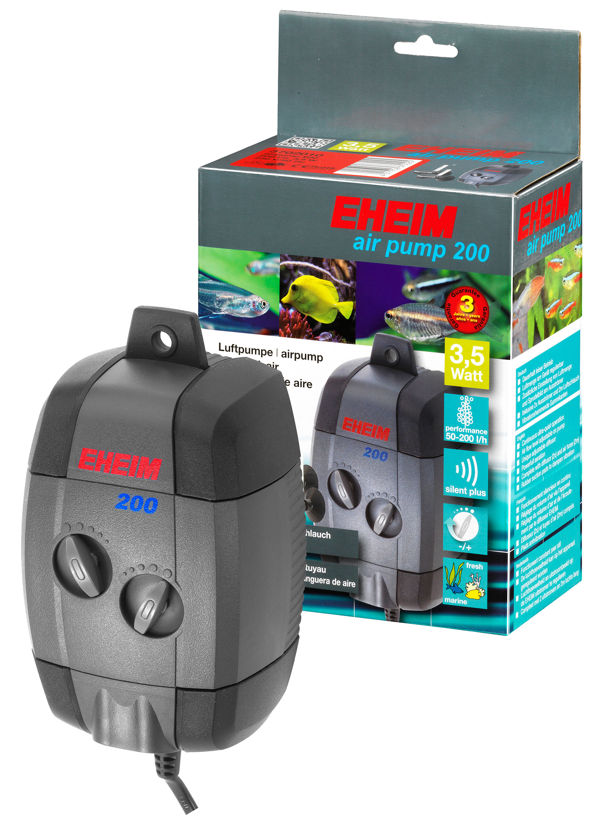 Eheim Luftpumpe, air pump 200, 200l/h (2x100), 3,5W, 2.0 Hmax m