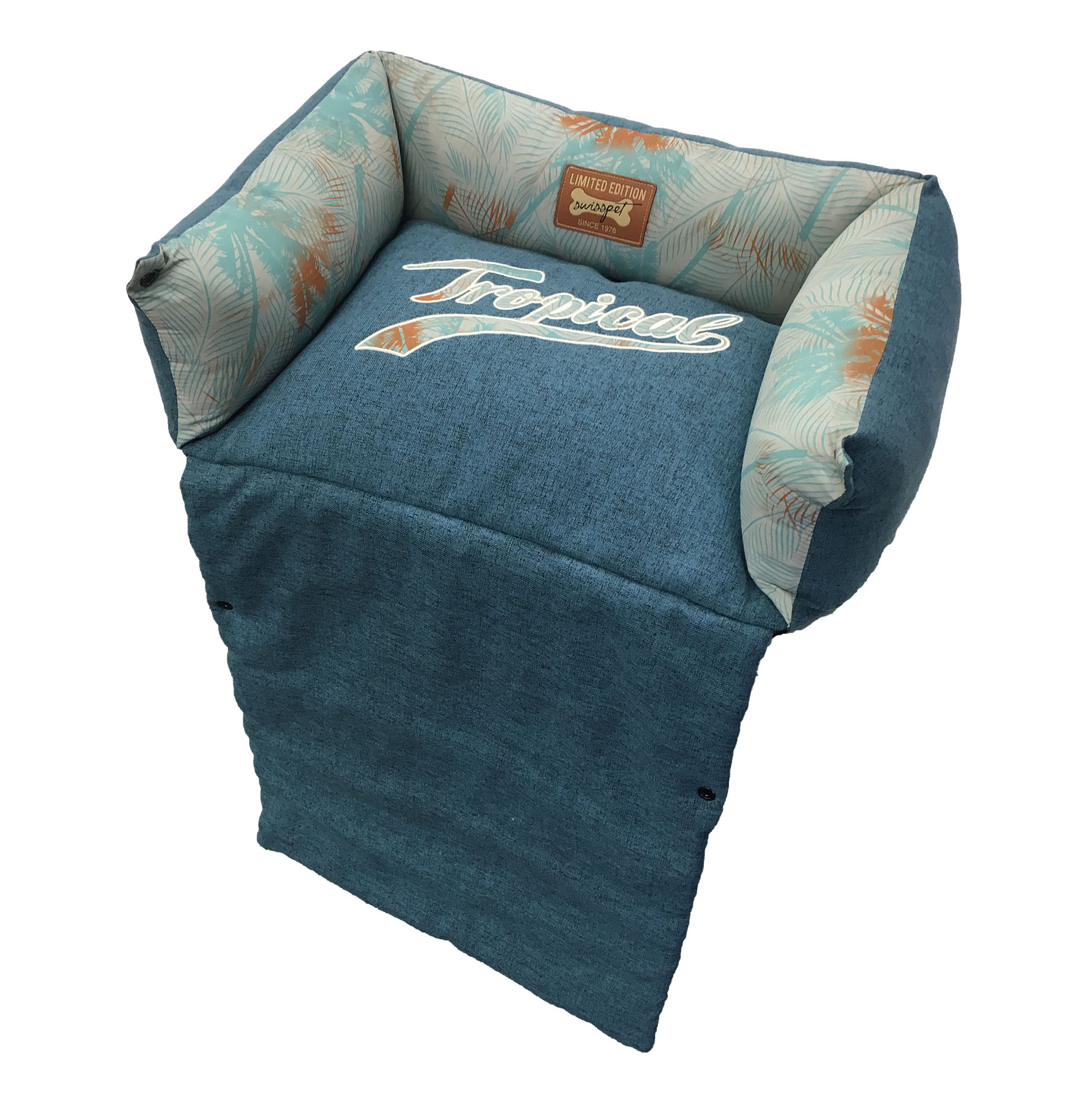 swisspet Hunde- & Katzenbett Tropica L, blau, 80x60x22cm