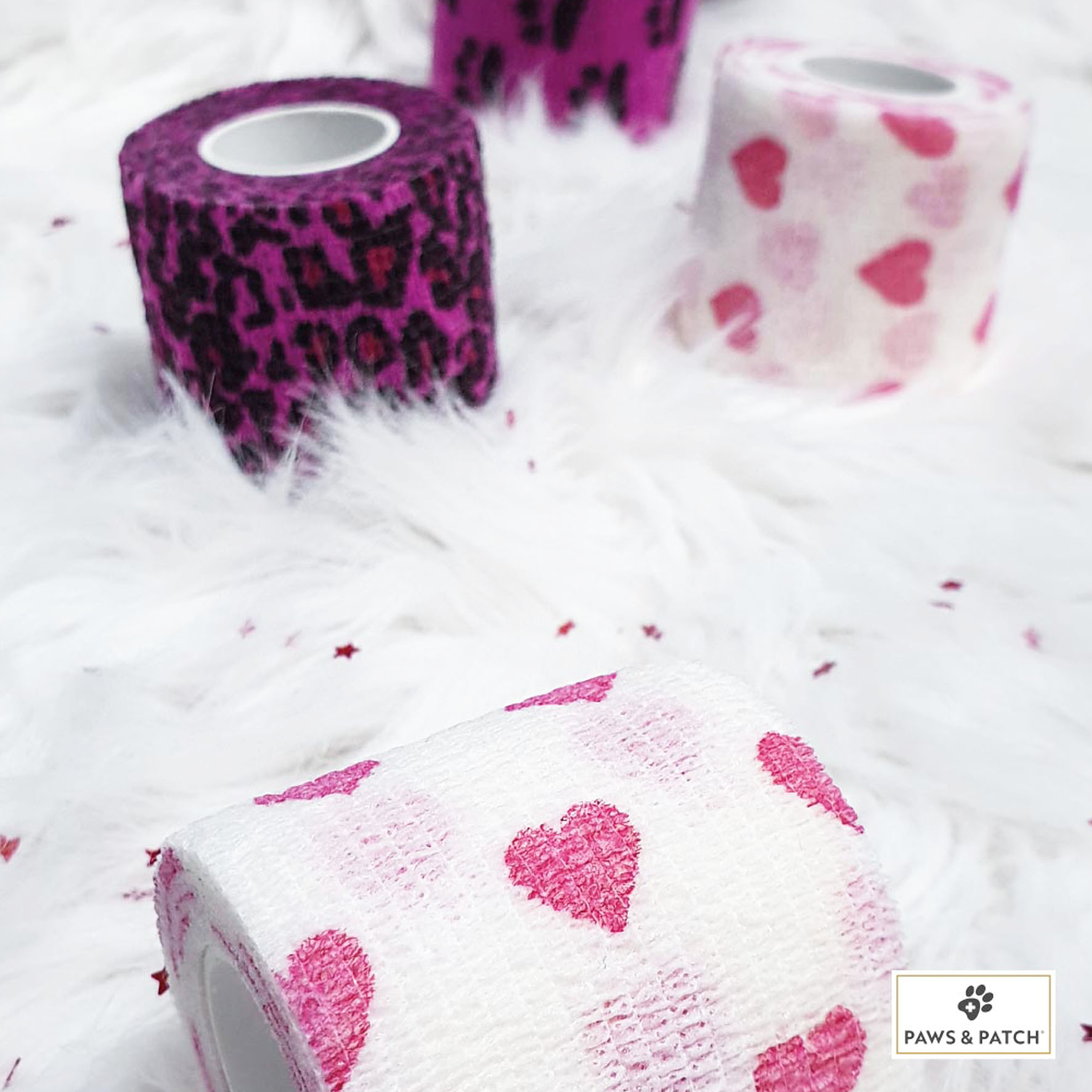 Paws & Patch Selbsthaftende Verbände HERZ BOX 6er-Set 5x5cm 
