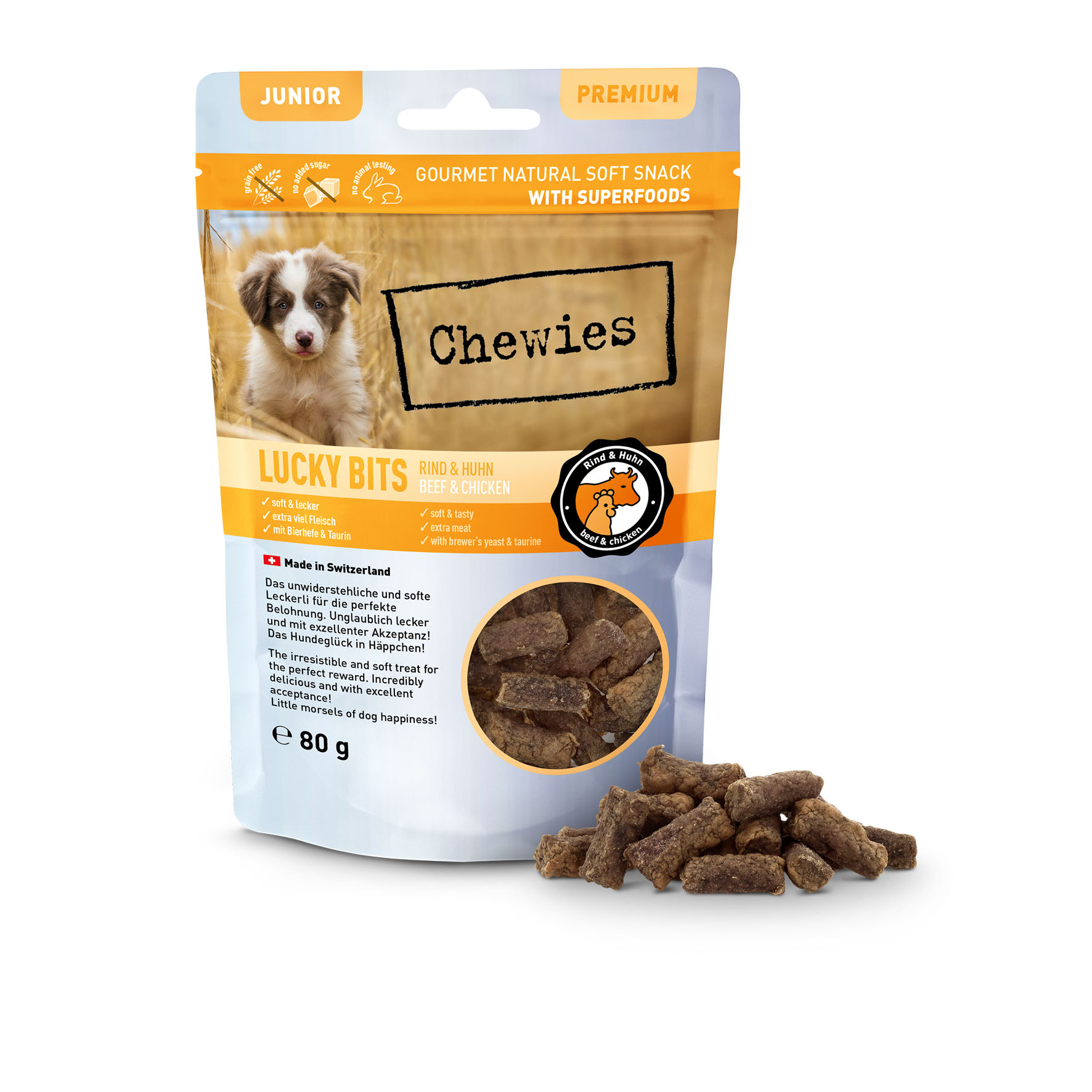 Chewies Lucky Bits Rind & Huhn Junior 80g