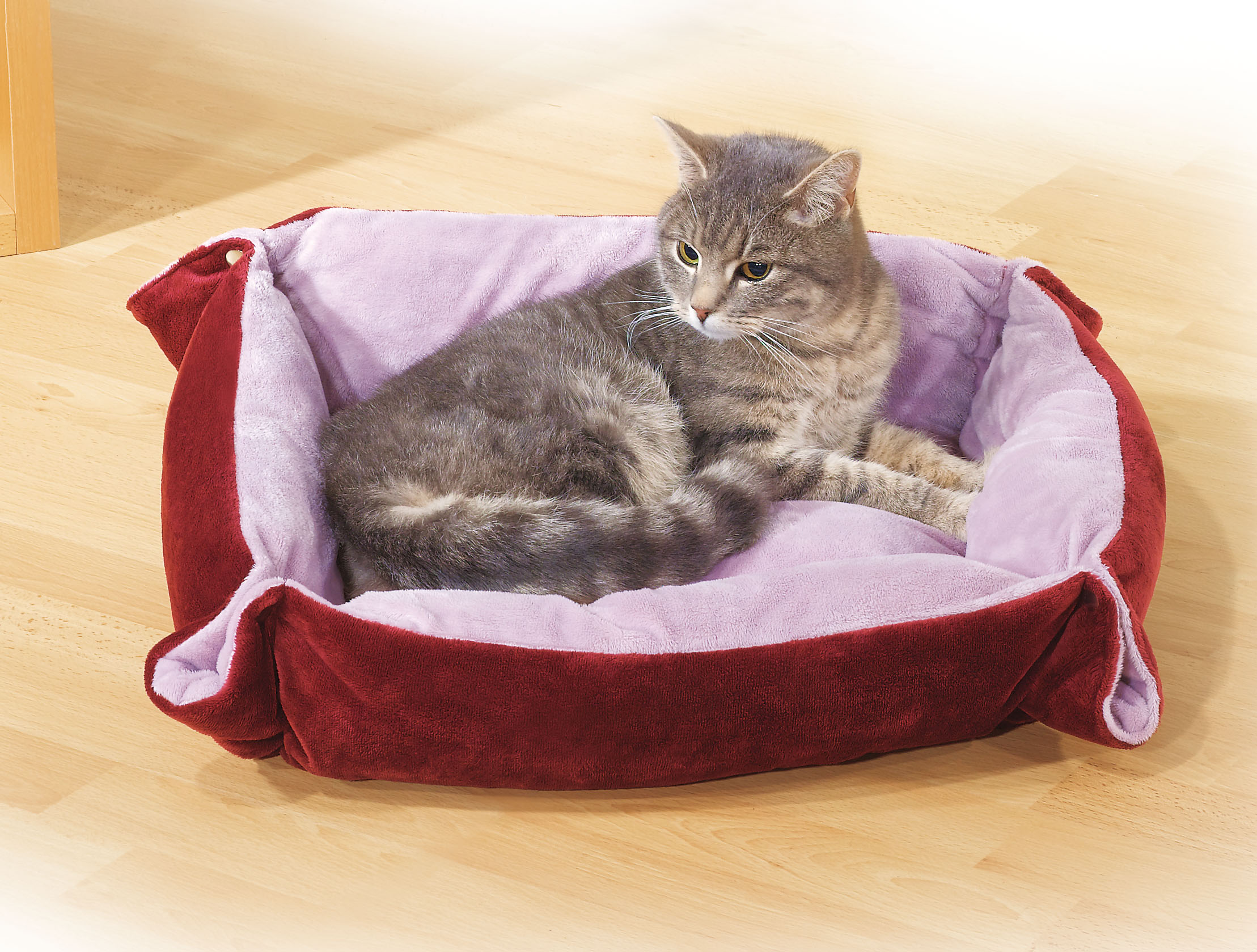 swisspet Soft lit pour chats Patte, rouge foncé/rose vif