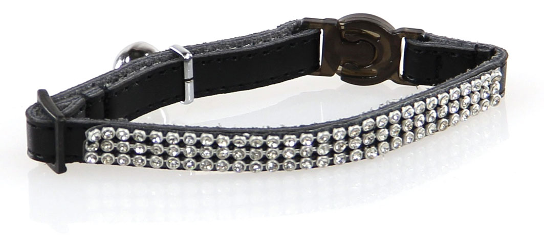 SP DeluxeLine collier pour chats avec strass, noir 10mm/22-28cm