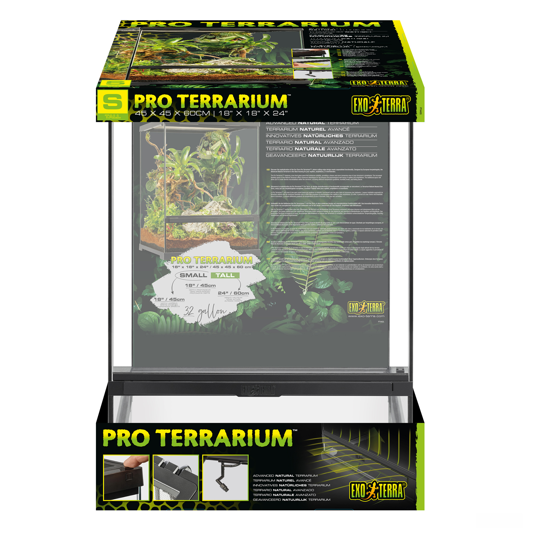 Exo Terra Pro Terrarium - 45x45x60cm - Steghöhe: 145mm