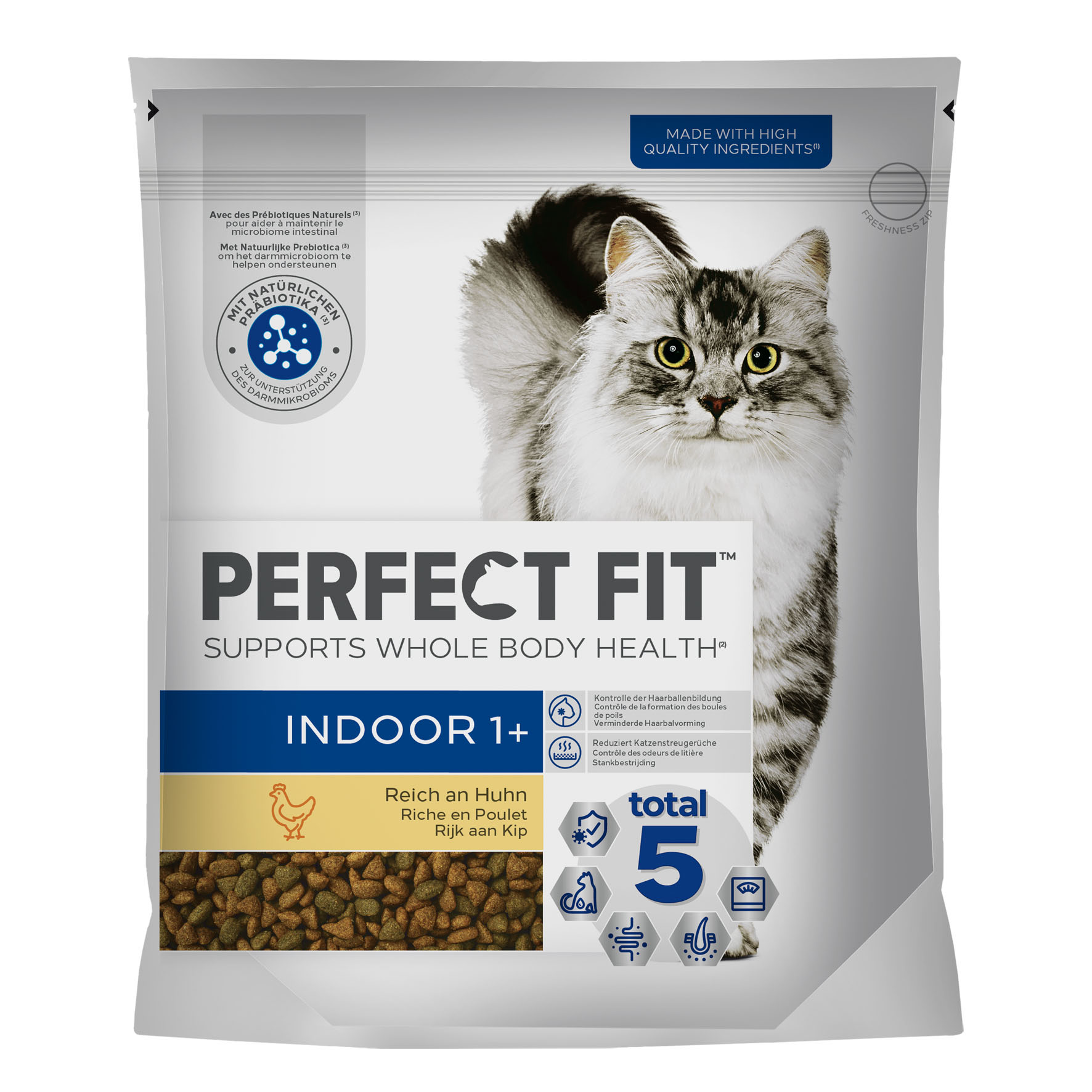 Perfect Fit Cat, Adult 1+, Indoor, Anti-Hairball, Huhn, 750g