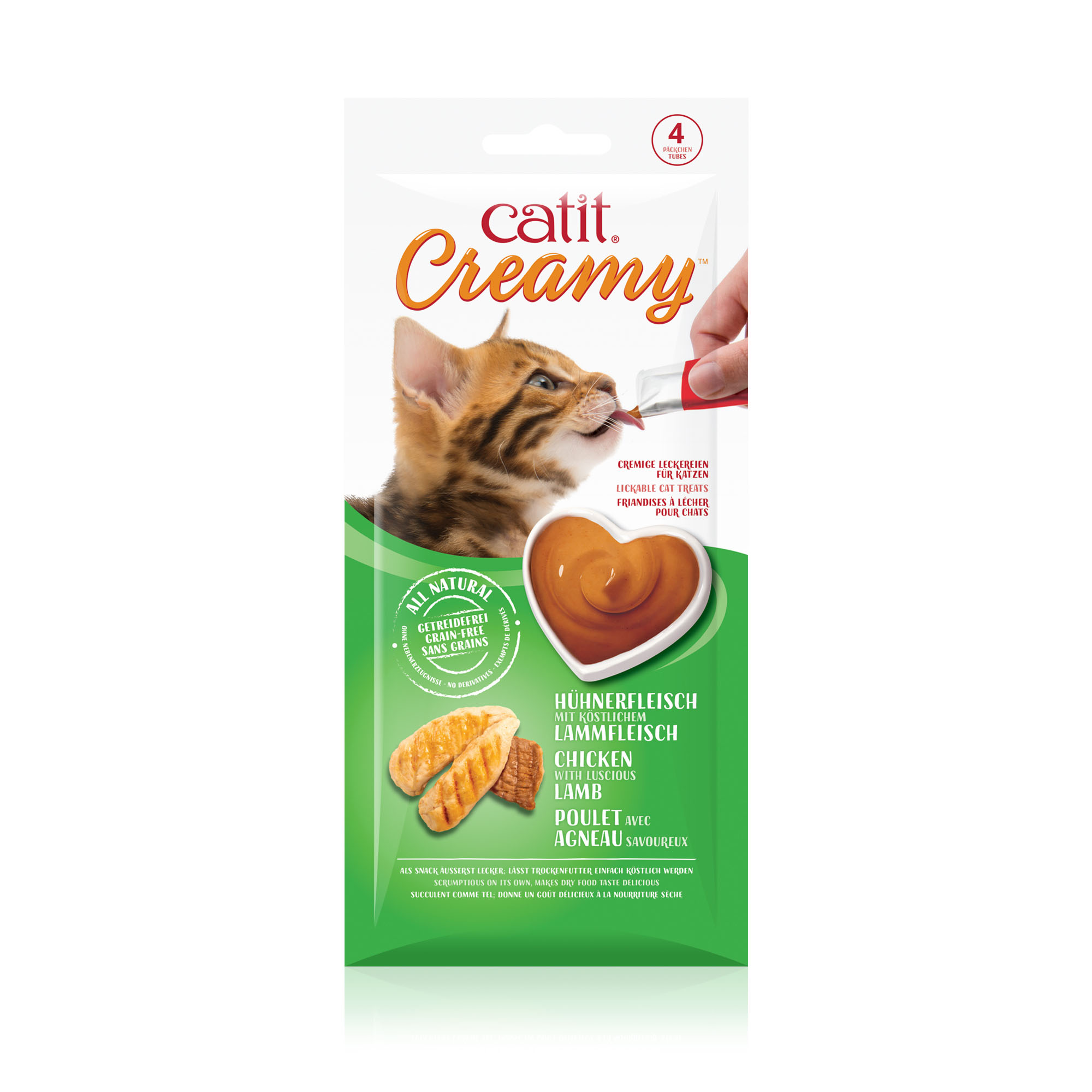 Catit Creamy - Poulet & Agneau, friandise pour chat, 4 x 10 g