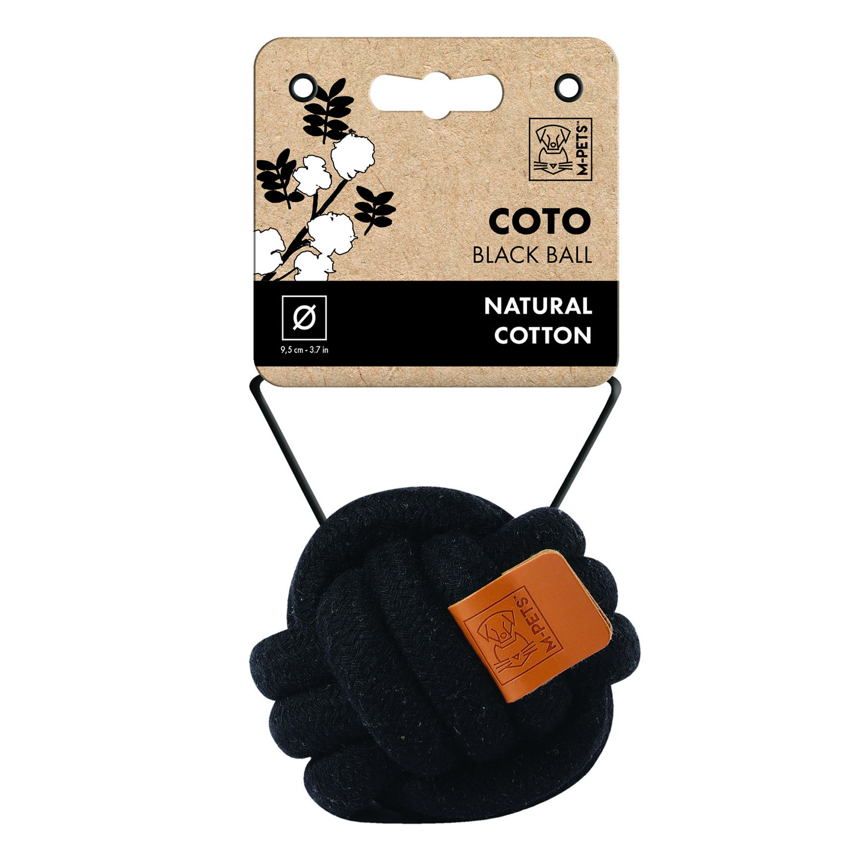 Jouet naturel pour chien M-Pets : balle nouée, 9.5cm