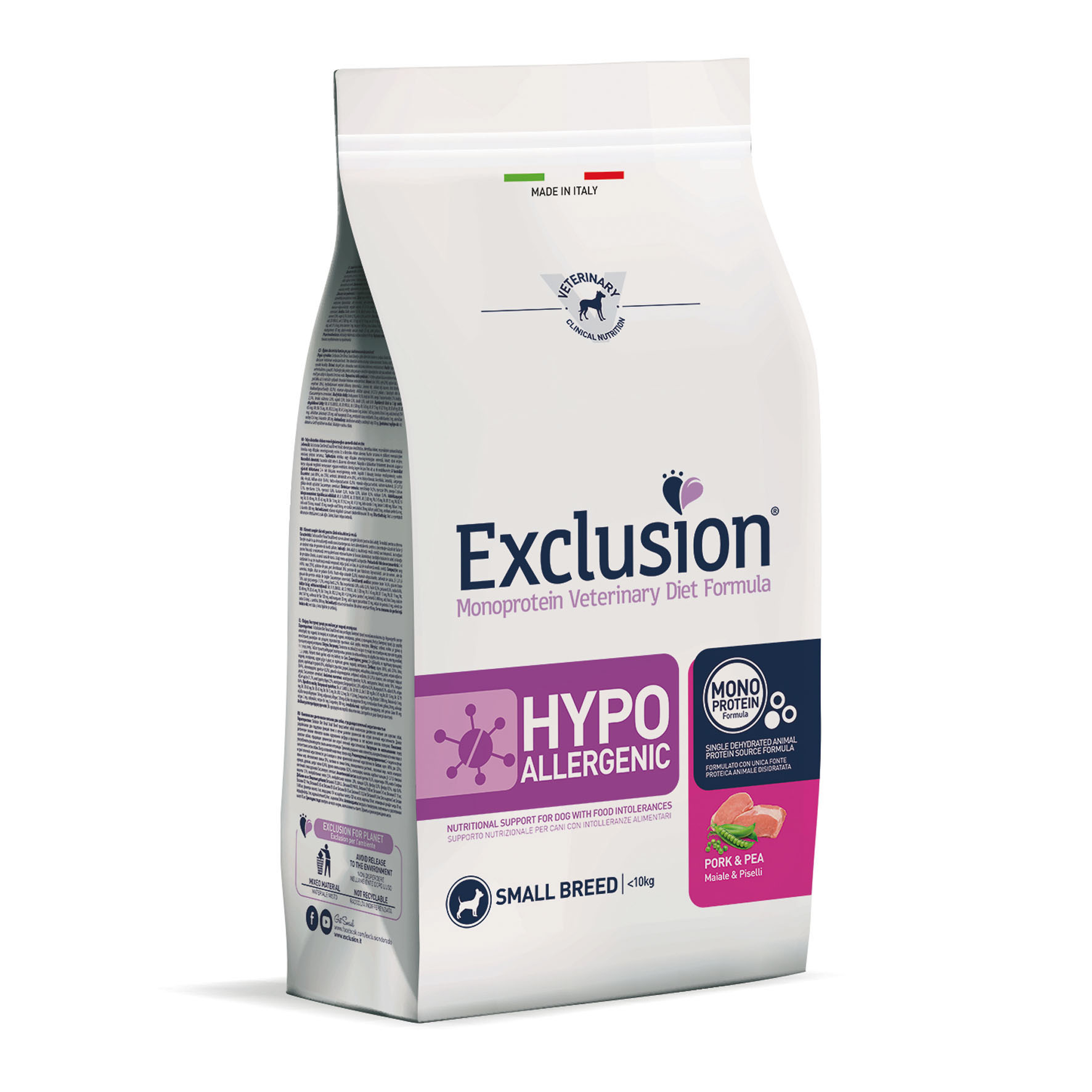 Exclusion HYPOALLERGENIC VET Adult Small Breeds Schwein & Erbsen, 2kg
