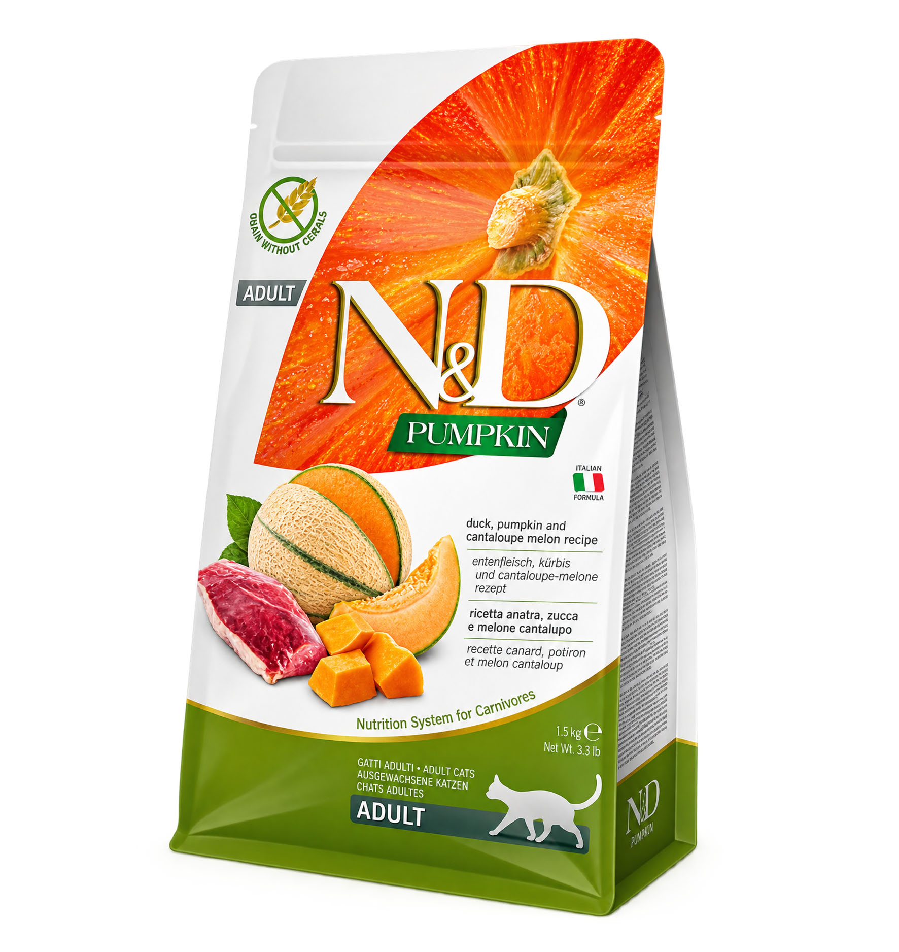 Farmina Cat Adult – Ente, Kürbis & Melone, Trockenfutter für Katzen, 5kg