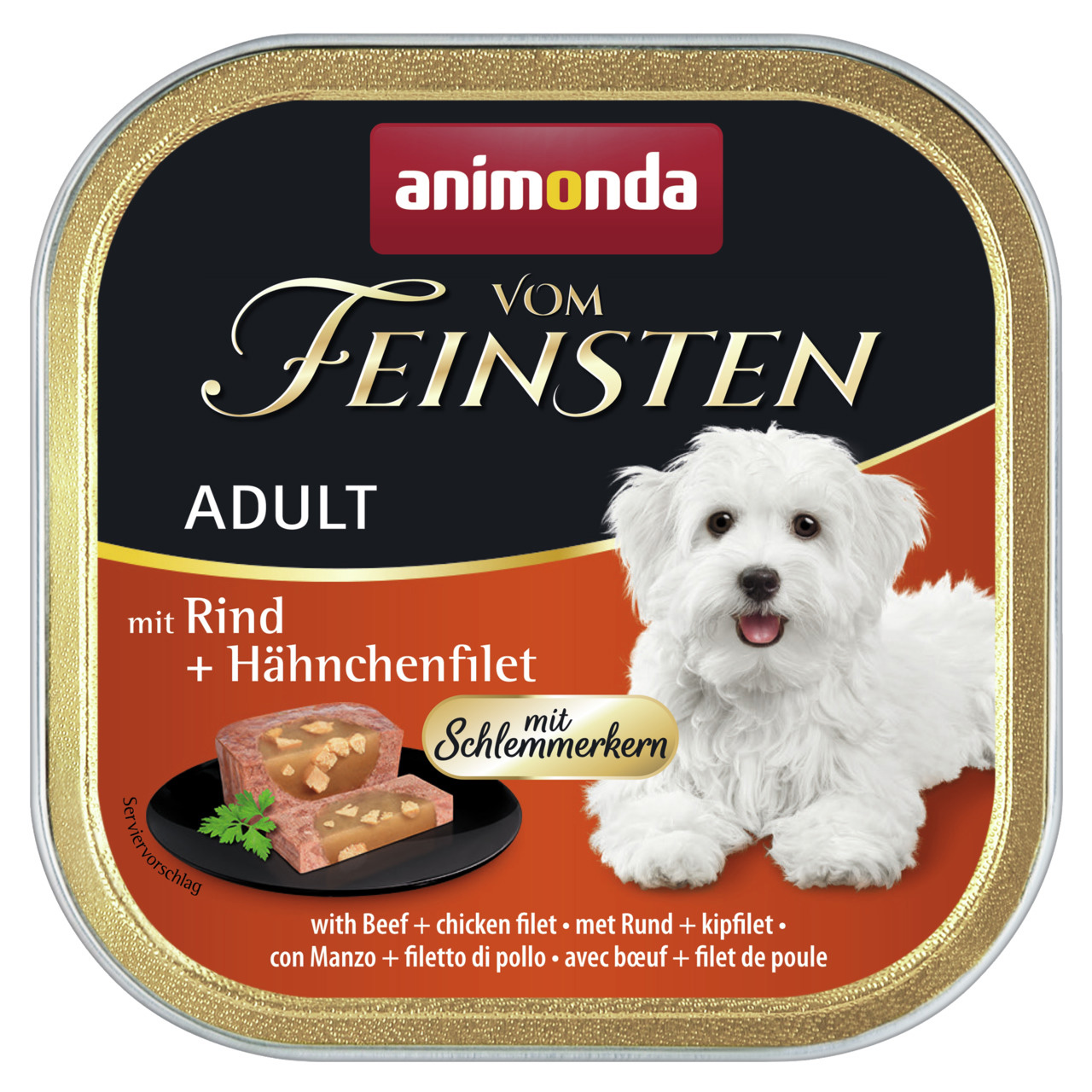 Animonda vom Feinsten Adult mit Schlemmerkern Schlemmerkern mit Rind + Hähnchenfilet, 150g Animonda vom Feinsten Adult mit Schlemmerkern Schlemmerkern mit Rind + Hähnchenfilet, 150g