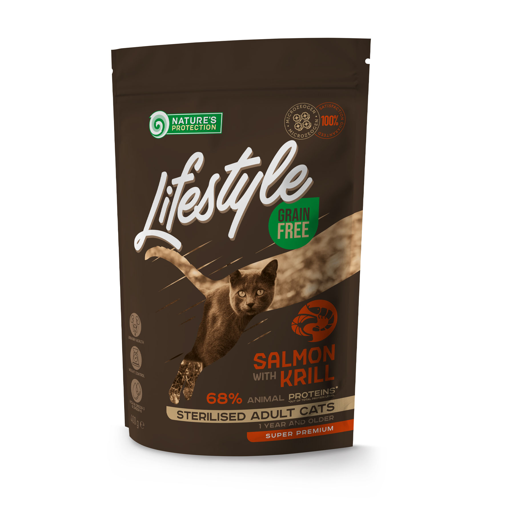 Nature‘s Protection Lifestyle Grain Free Adult Sterilised mit Lachs und Krillgarnele, 400g