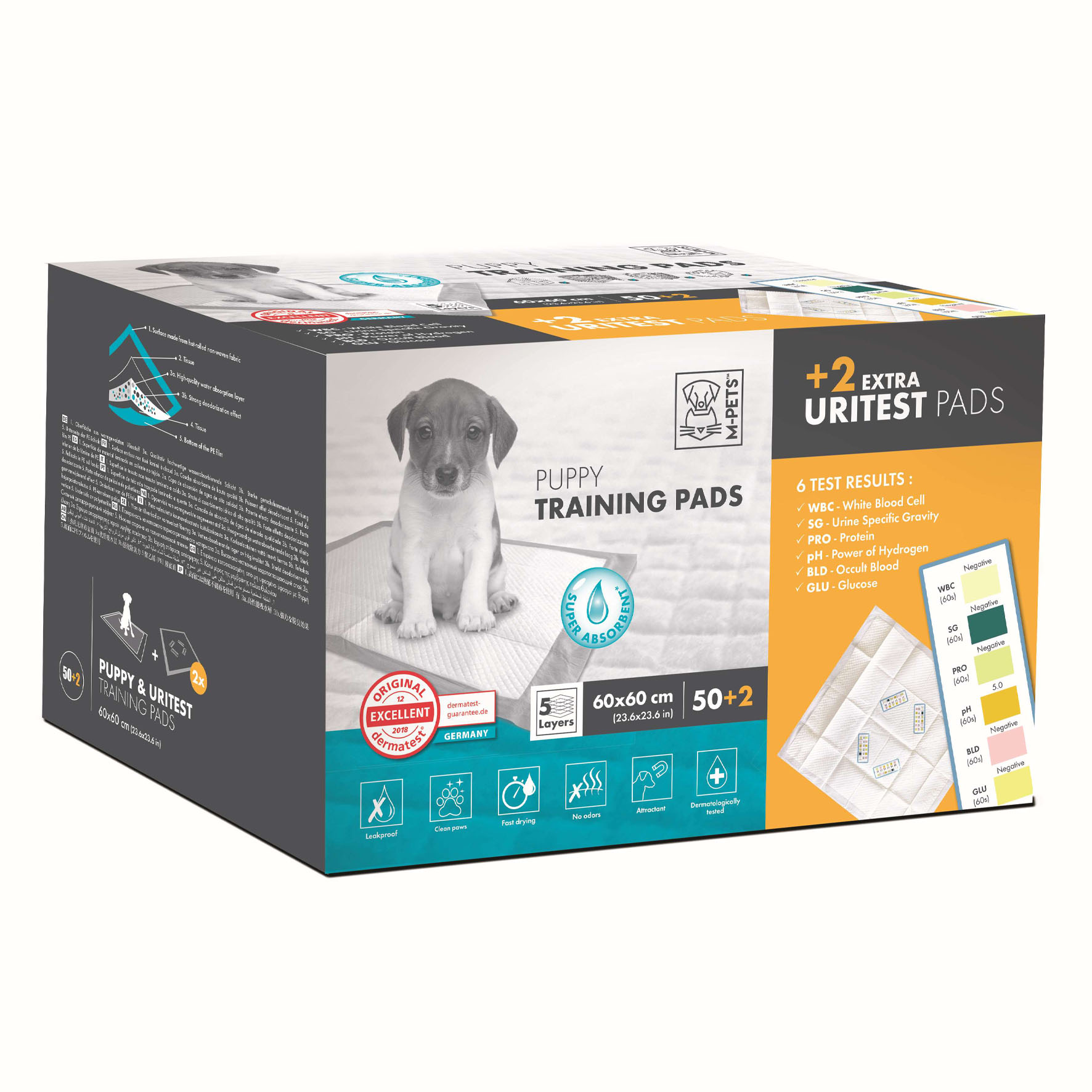 M-Pets Welpen- Trainingspads, 52 Stück, 60x60cm
