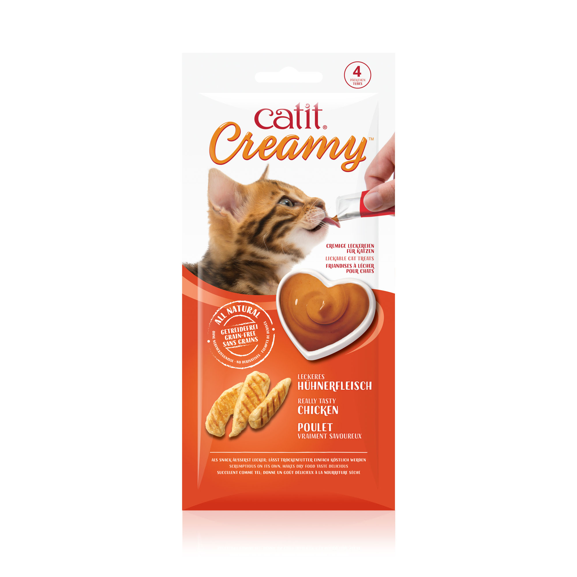 Catit Creamy - Poulet, friandise pour chat, 4 x 10 g
