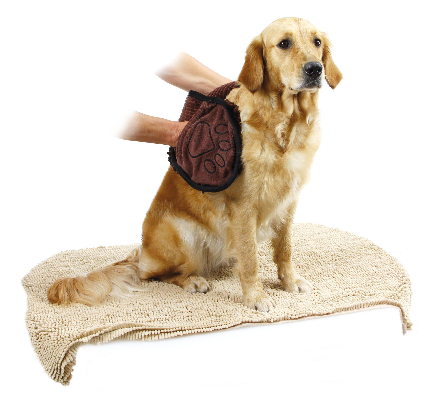 Chiffon de séchage et d'entretien Chenille Plus, brun/patte beige