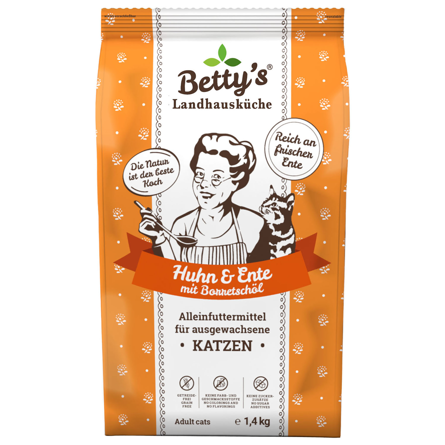 Betty's Landhausküche Adult - Poulet & Canard, croquettes pour chats, 1,4 kg