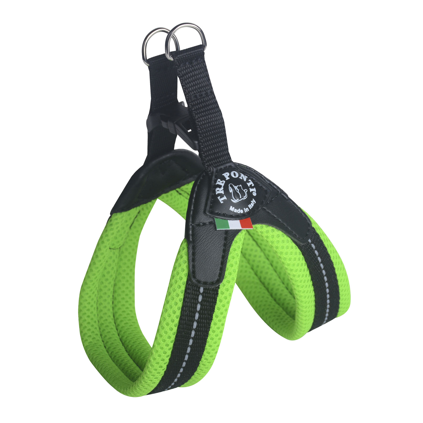 Tre-Ponti Hundegeschirr, Netzstoff Fluo grün, verstellbar XS=24-29cm; 1-3kg