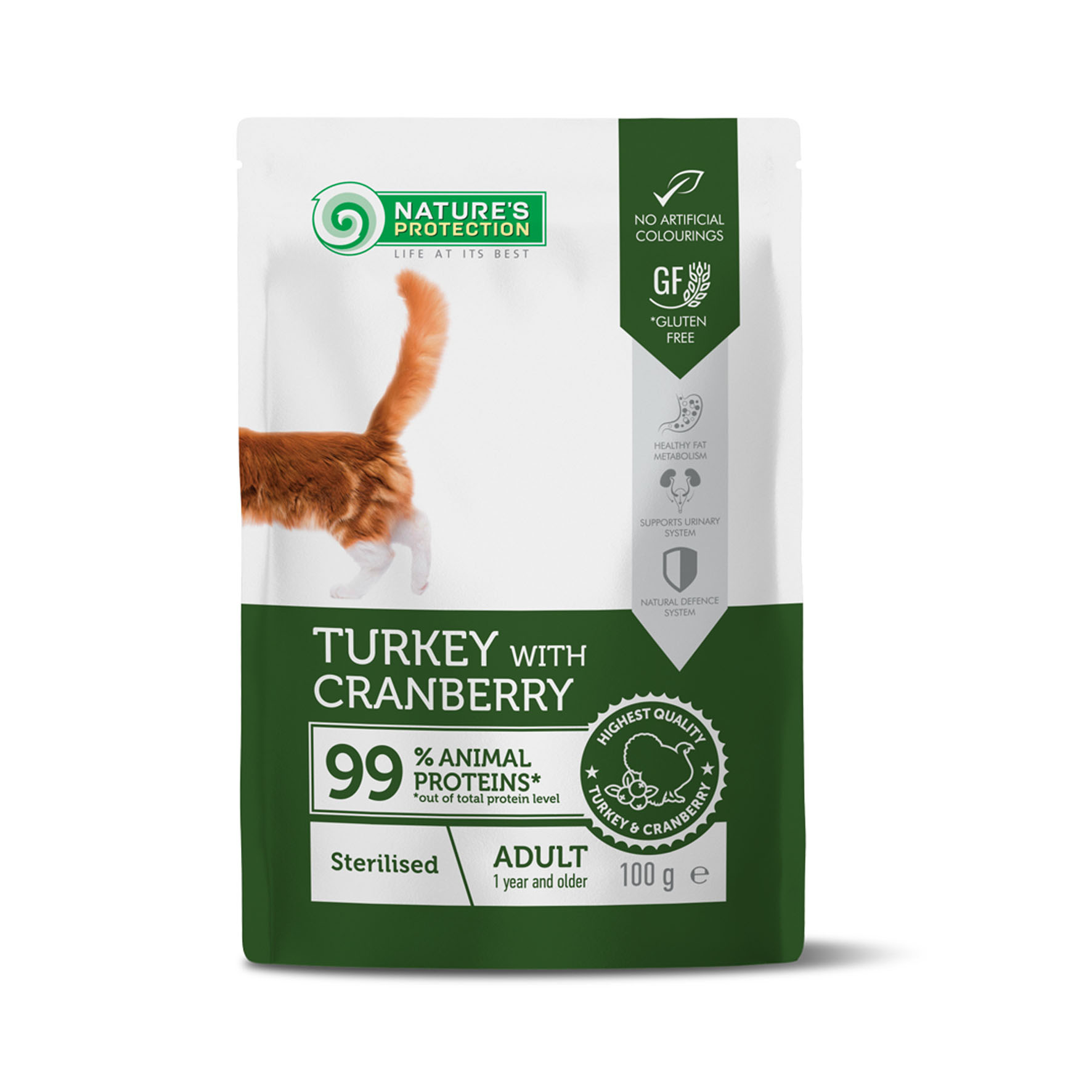 Nature's Protection Beutel für sterilisierte Katzen, Truthahn mit Cranberry, 100g