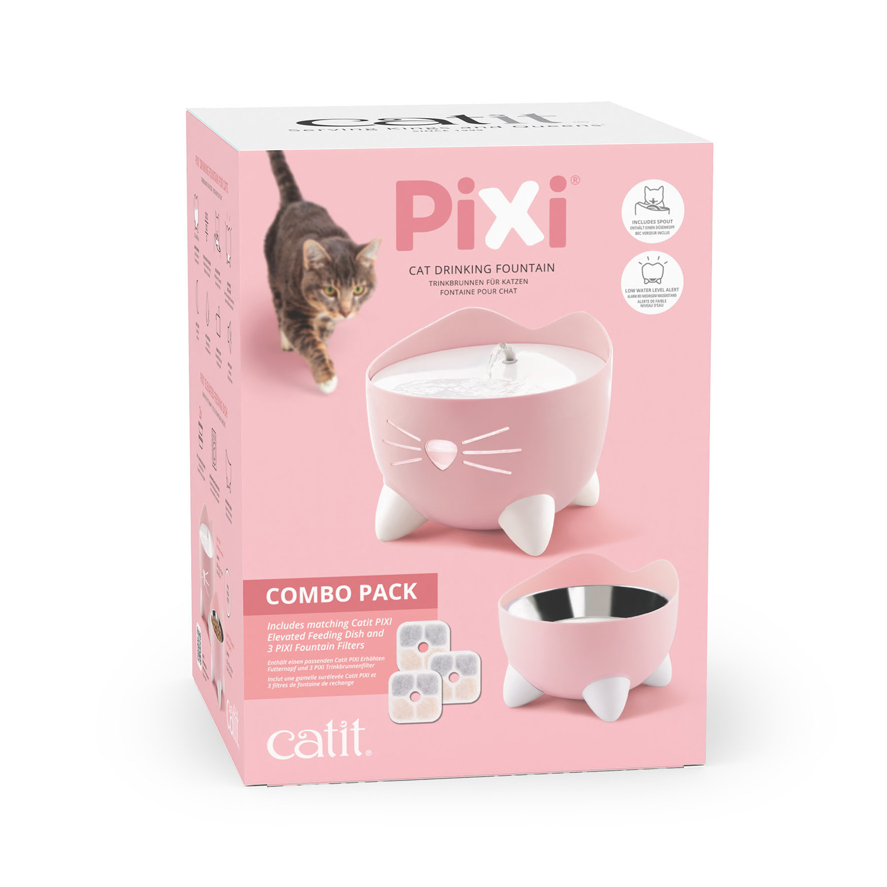 Catit Pixi Combo Pack Trinkbrunnen & Futternapf, rosa