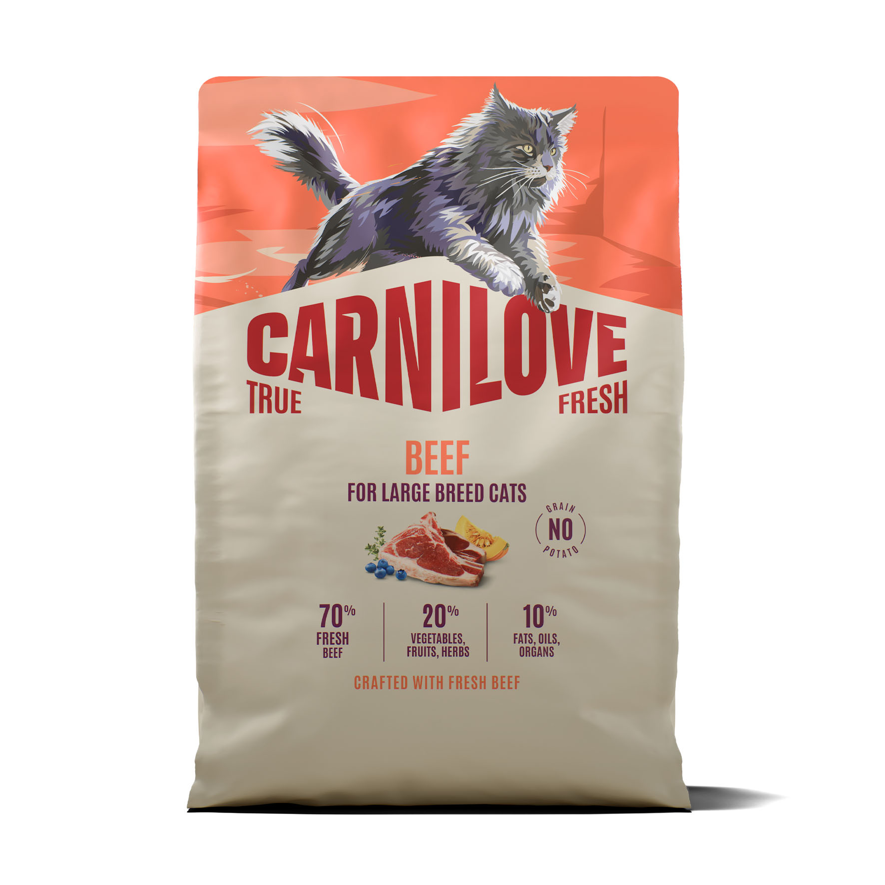 Carnilove Cat True Fresh Adult – Rind, Trockenfutter für Katzen grosser Rassen