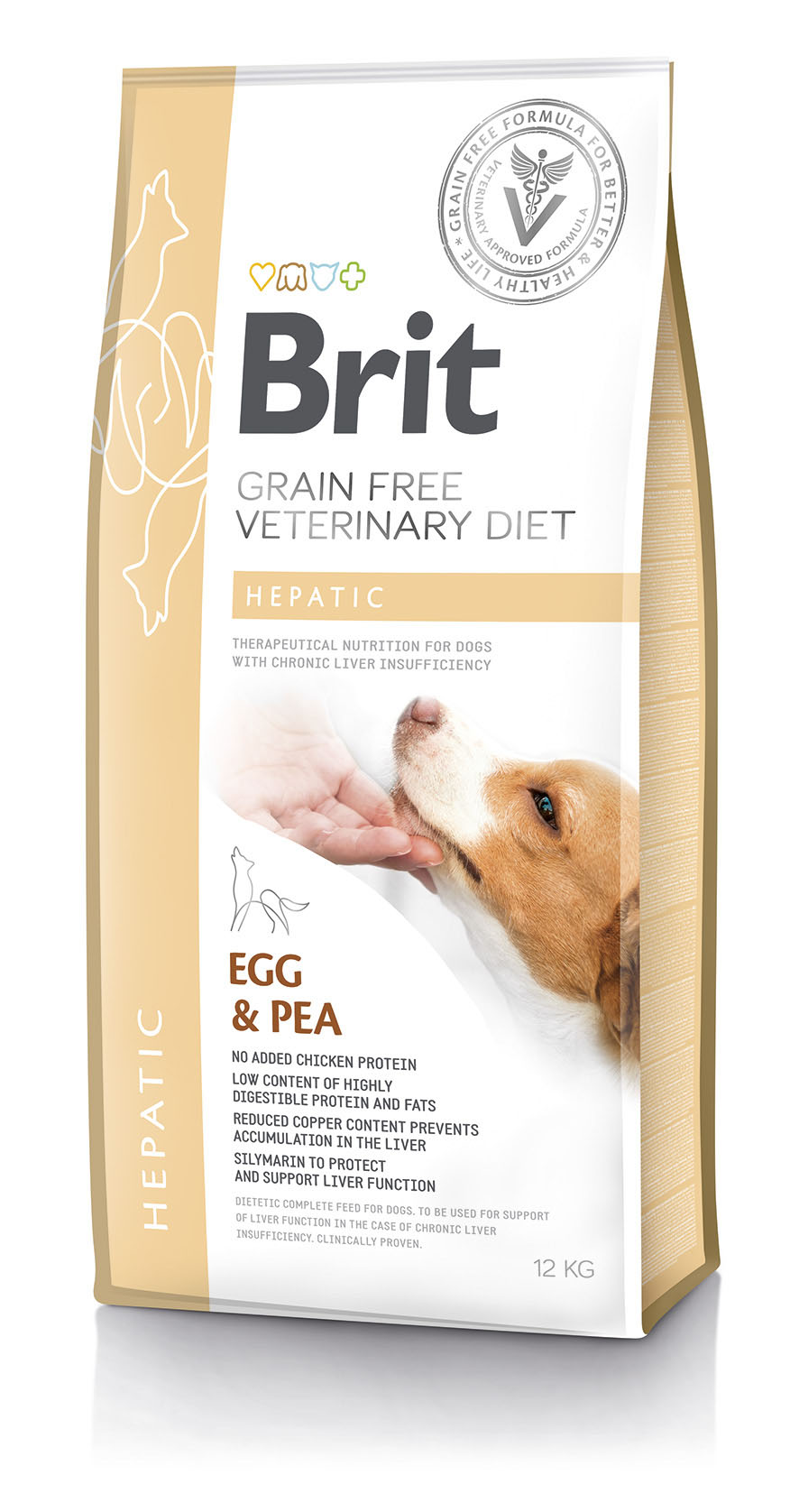 Brit Vet Dog Hepatic – Œuf & Pois, croquettes pour chiens, 12 kg