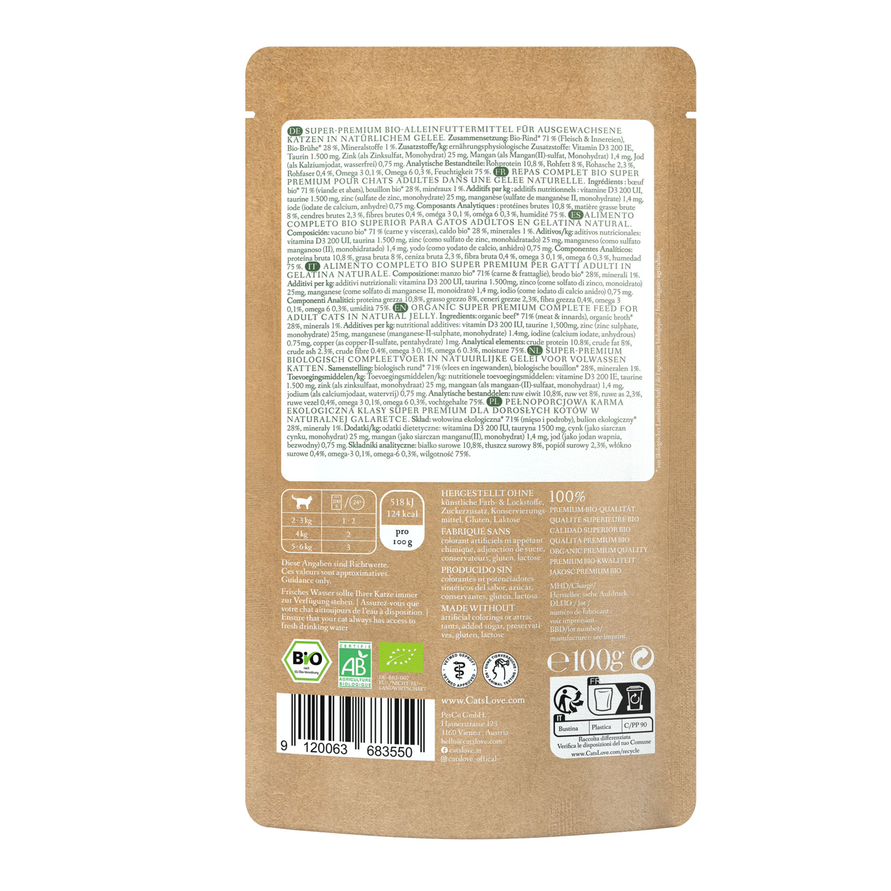 CAT'S LOVE ADULT BIO Rind, 100g