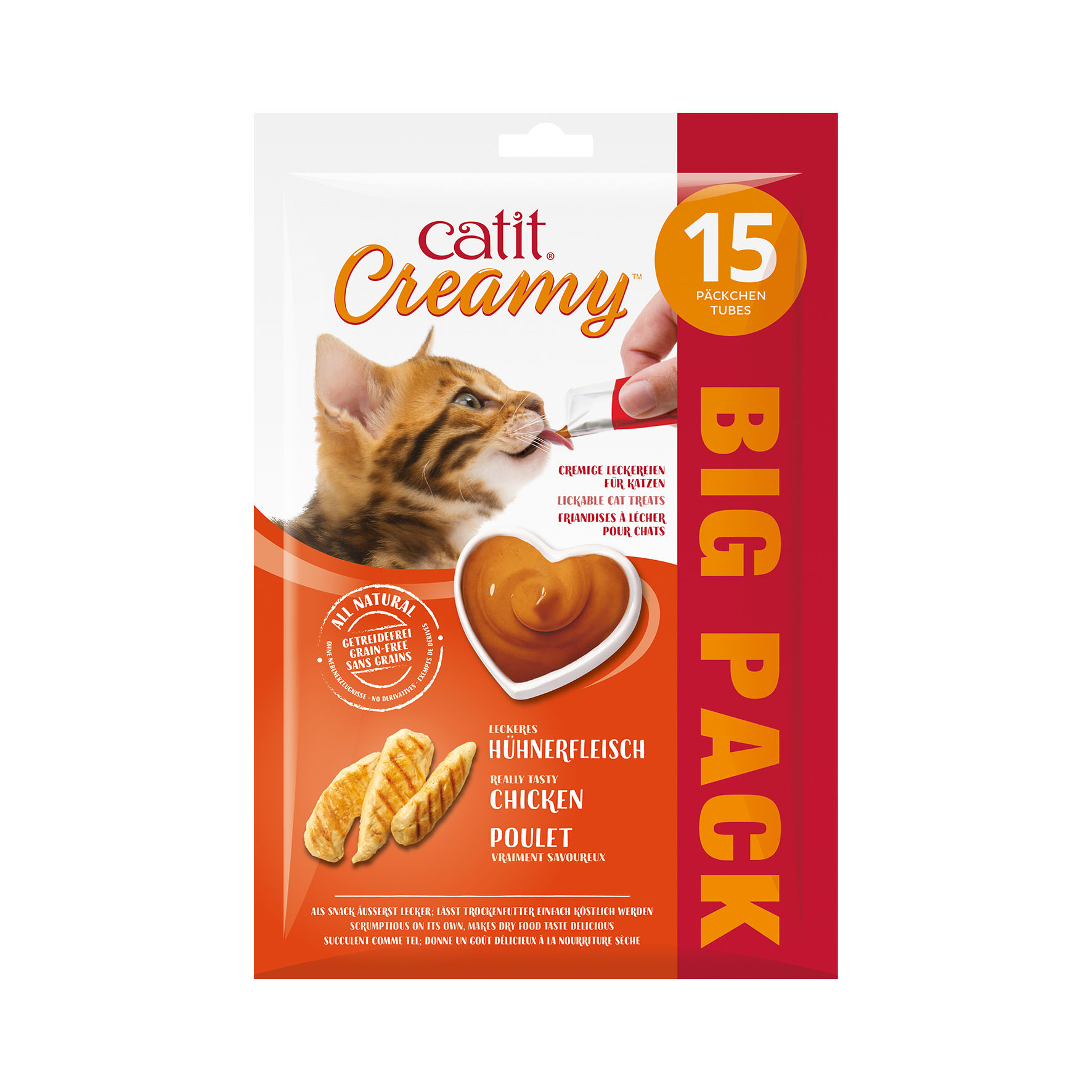 Catit Creamy - Poulet BIG PACK, friandise pour chat, 15 × 10 g