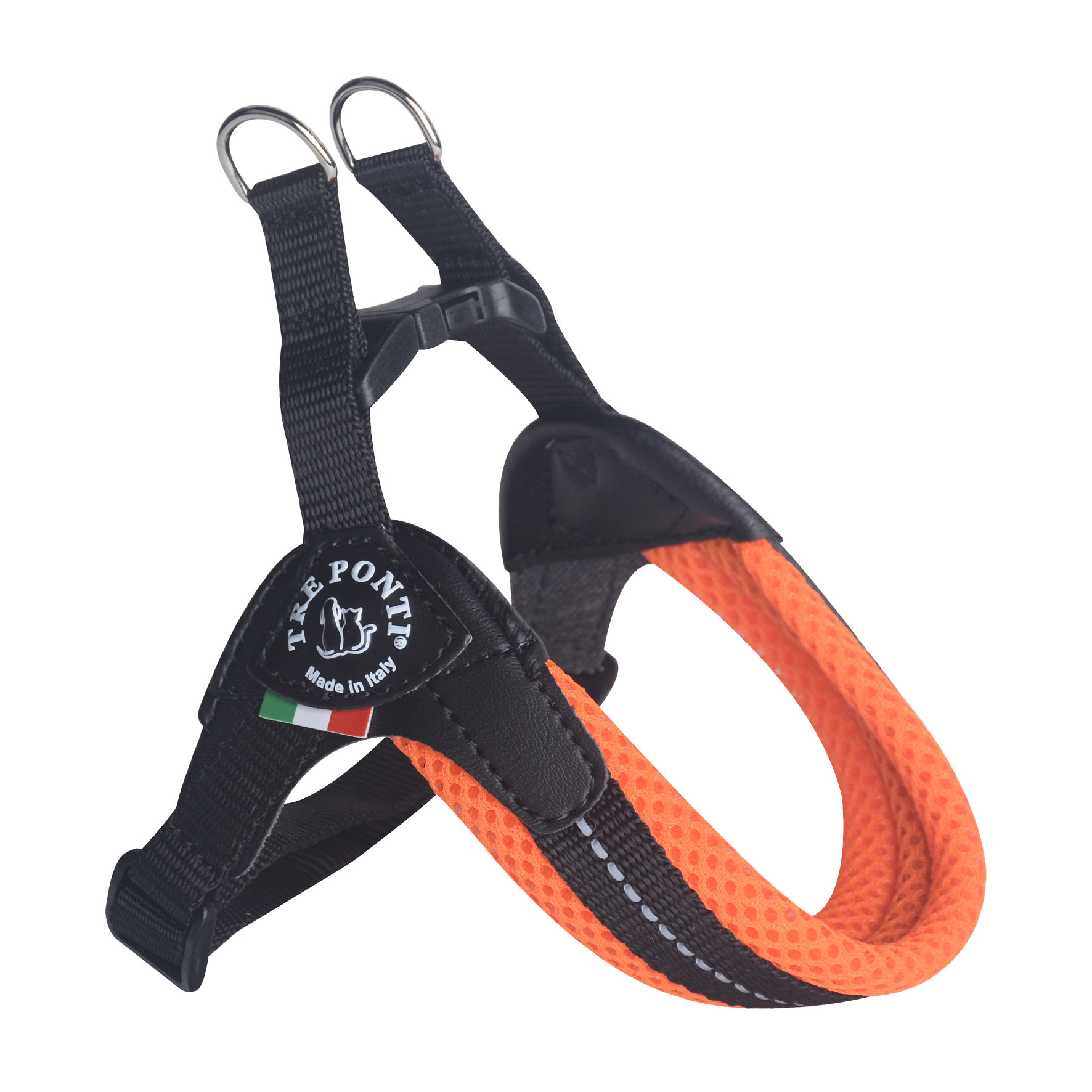 Tre Ponti Hundegeschirr, Netzstoff Fluo orange, verstellbar XXL=48-65cm; 9-14kg
