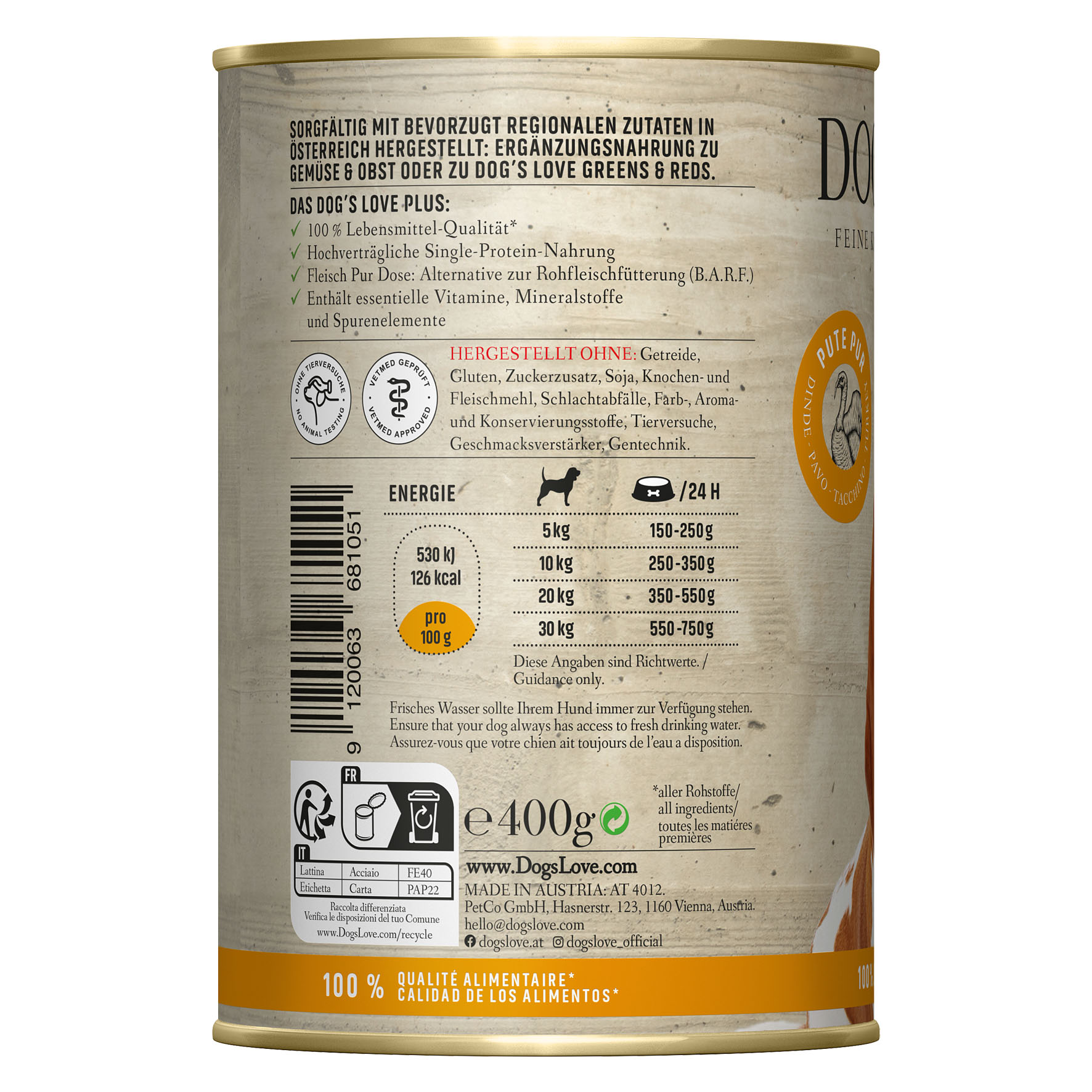 Dog‘s Love B.A.R.F. Truthahn Pure, 400g