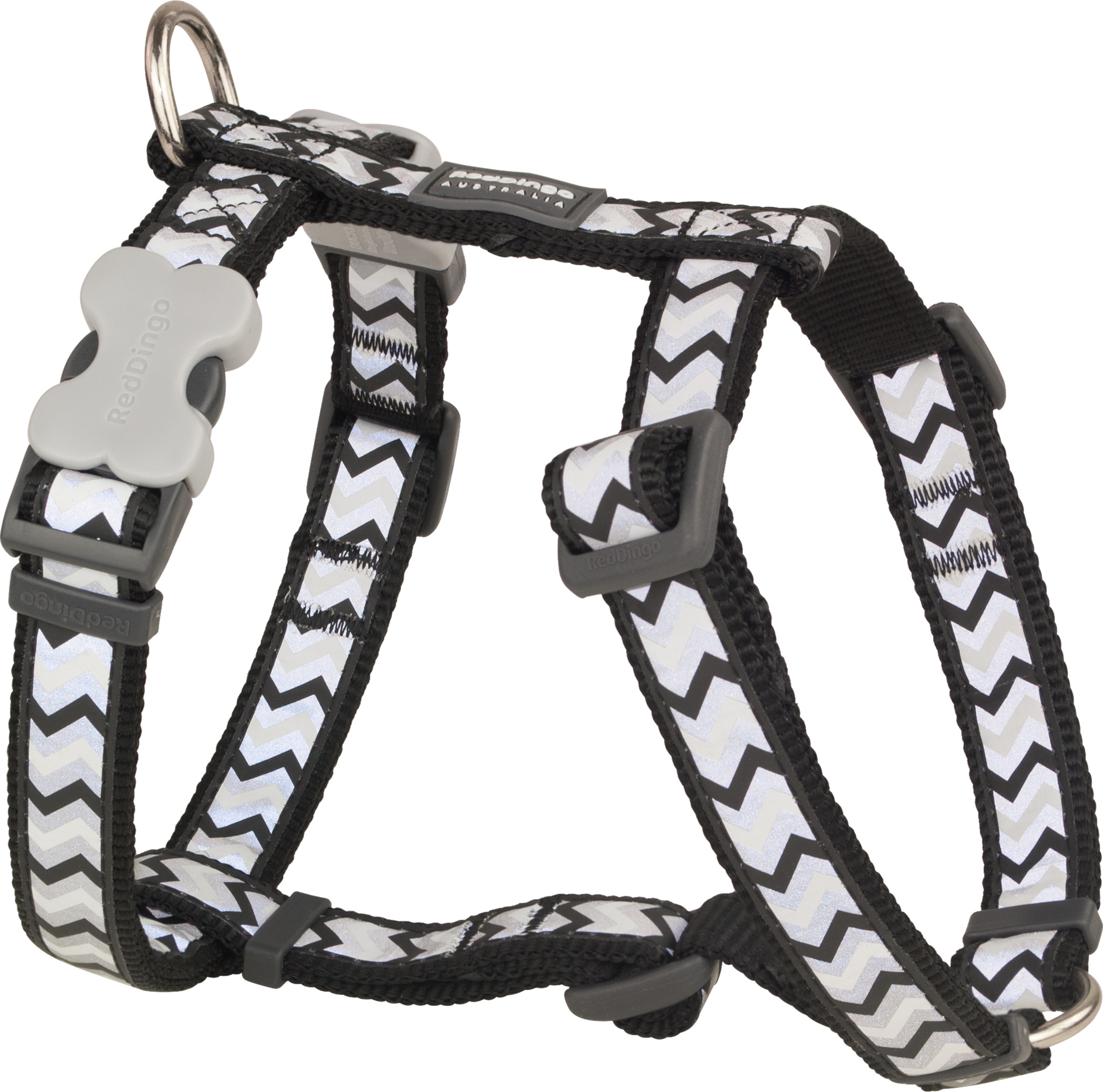 RedDingo harnais Reflective Ziggy Noir, L: 25mm, cou 46-76, corps 56-80cm