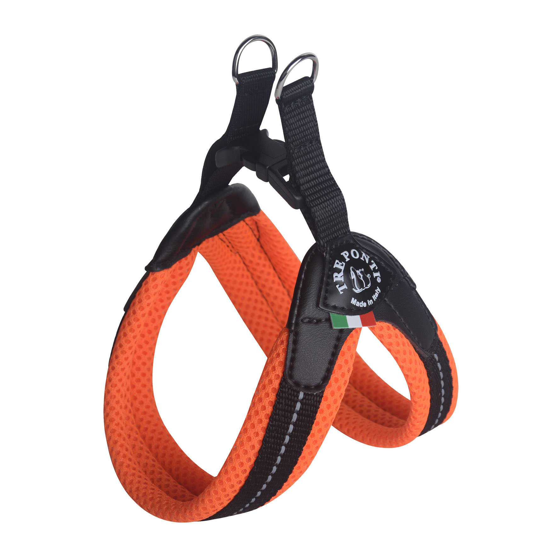 Tre-Ponti harnais chien, tissu en filet orange fluo, réglable XS=24-29cm; 1-3kg