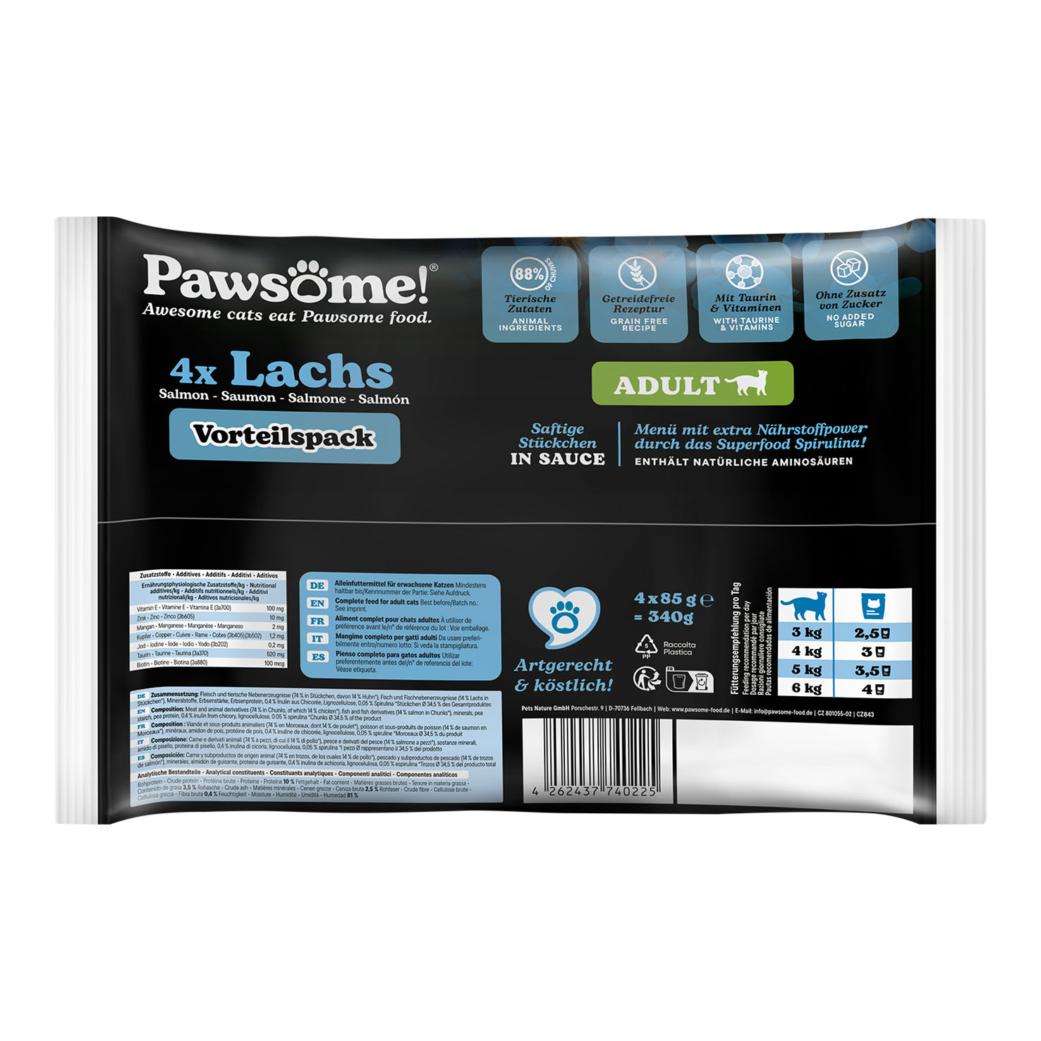 Pawsome Adult Lachs 4x85g