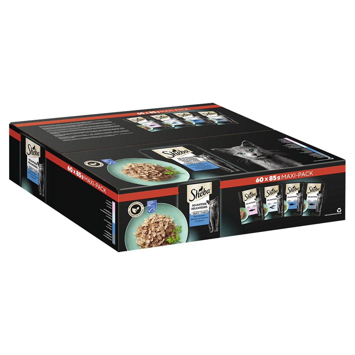 SHEBA® Maxi Pack Delikatesse in Gelee Fisch Variation 60x85g