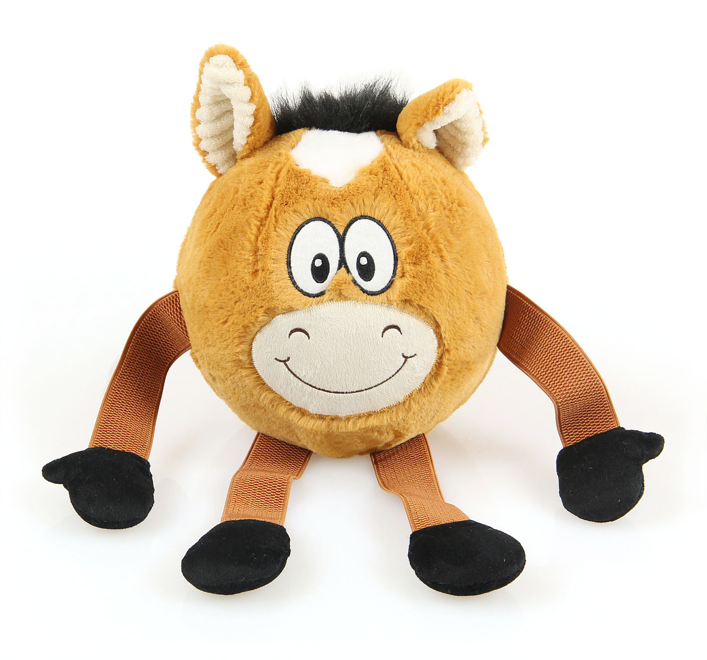 swisspet Faceball cheval en peluche, brun, sans couinement, D: 19cm
