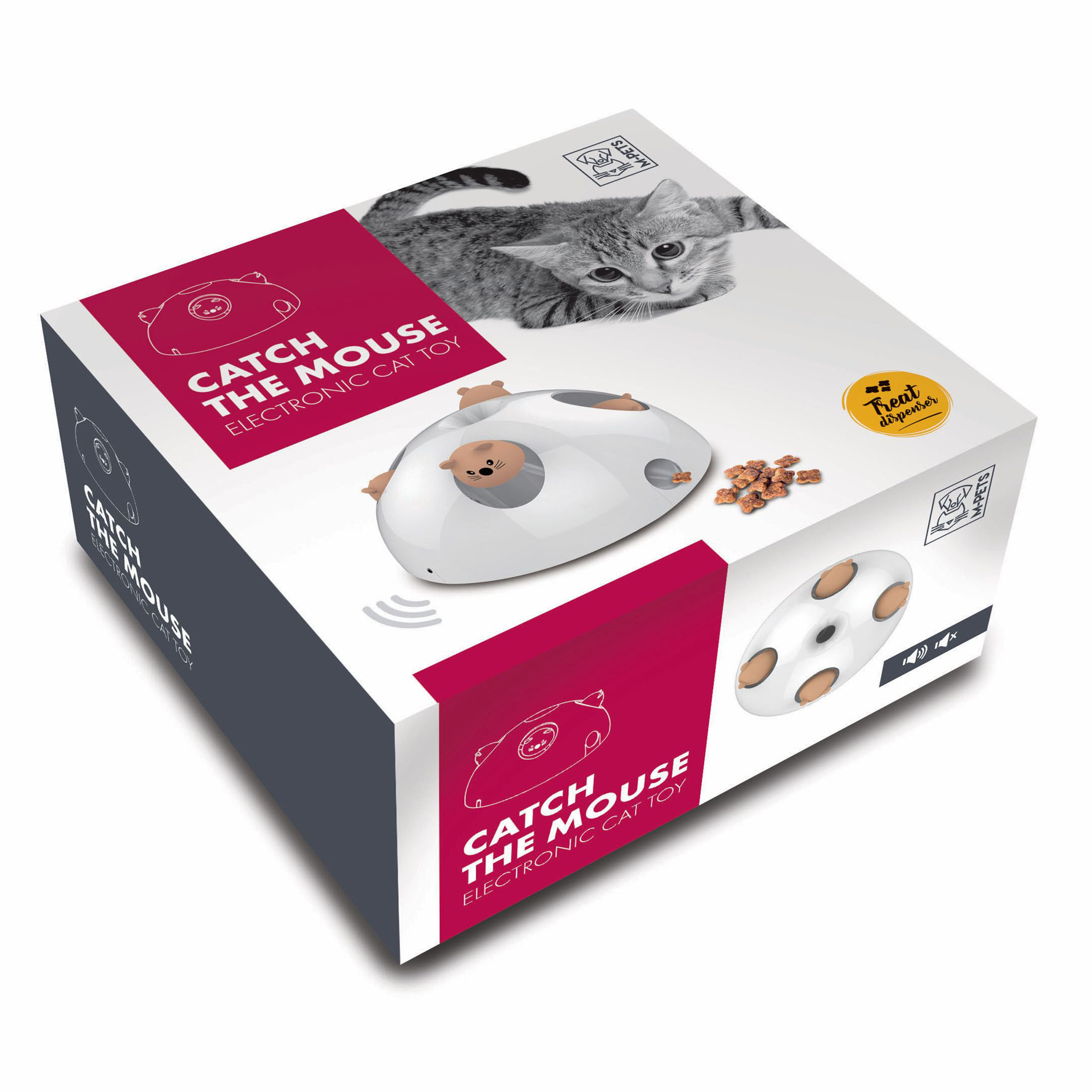 M-Pets Jouet pour chats “Catch the Mouse”, blanc, 26x26x16cm