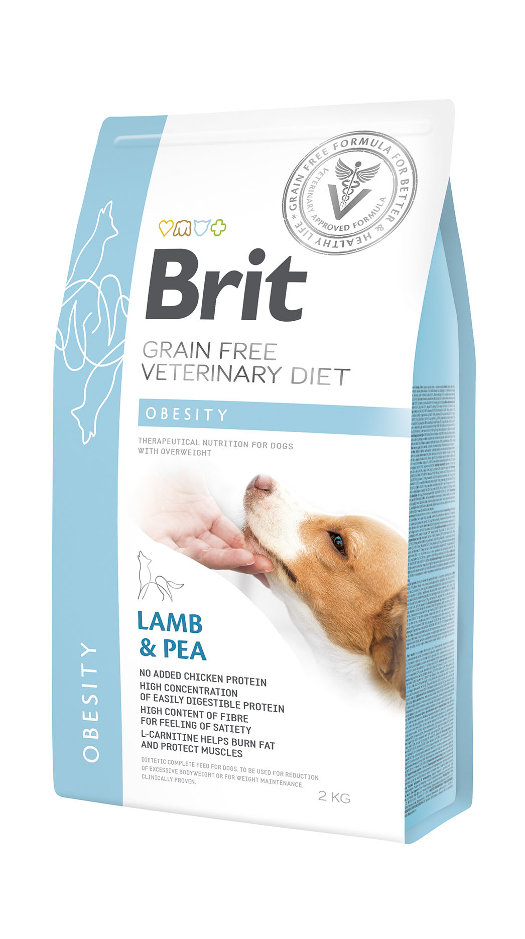Brit Vet Dog Obesity – Agneau & Pois, croquettes pour chiens, 2 kg