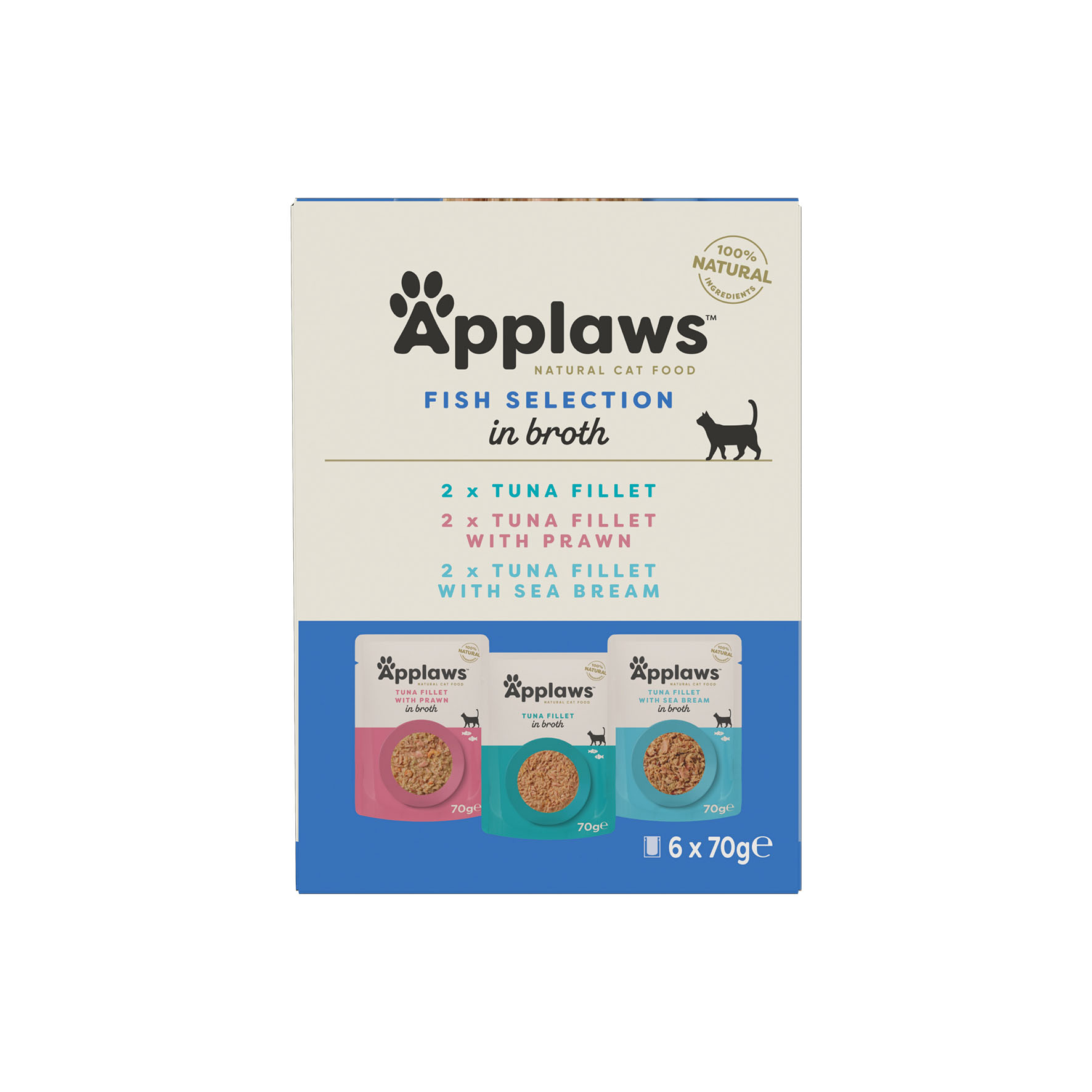 Applaws Multipack mit Fischauswahl in Brühe, 6x70g
