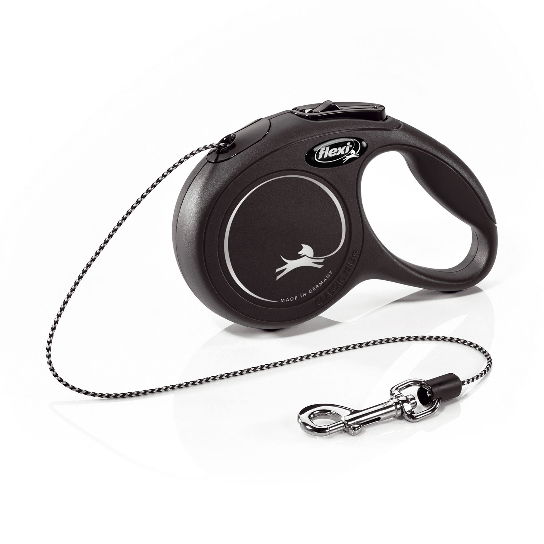 Flexi New Classic, laisse enrouleur avec cordon XS/3m noir