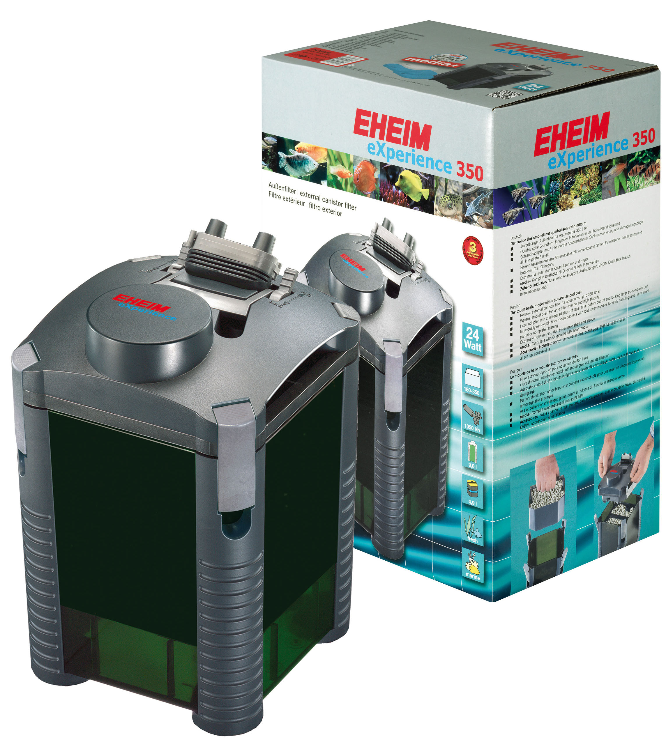 Eheim filtre extérieur eXperience 350 media+, 1050l/h, 24W, 21x21x37.5cm