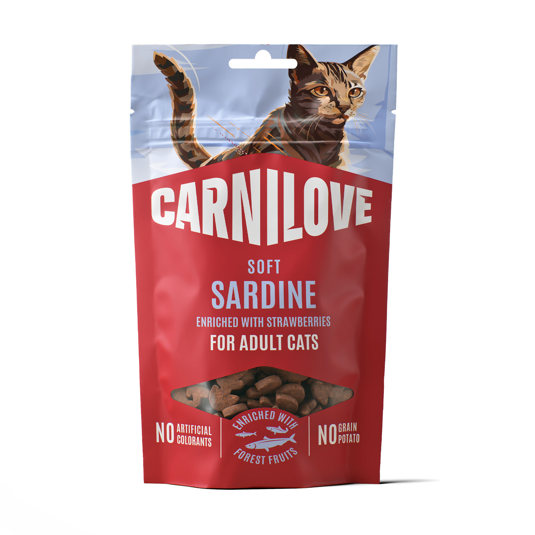 Carnilove Cat Soft Snack – Sardine & Erdbeeren, Katzensnacks, 50g