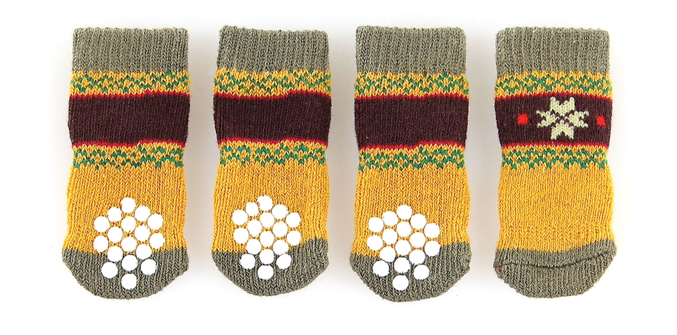 swisspet Hundesocken mit Anti-Slip, Naturi, gelb/olivgrün