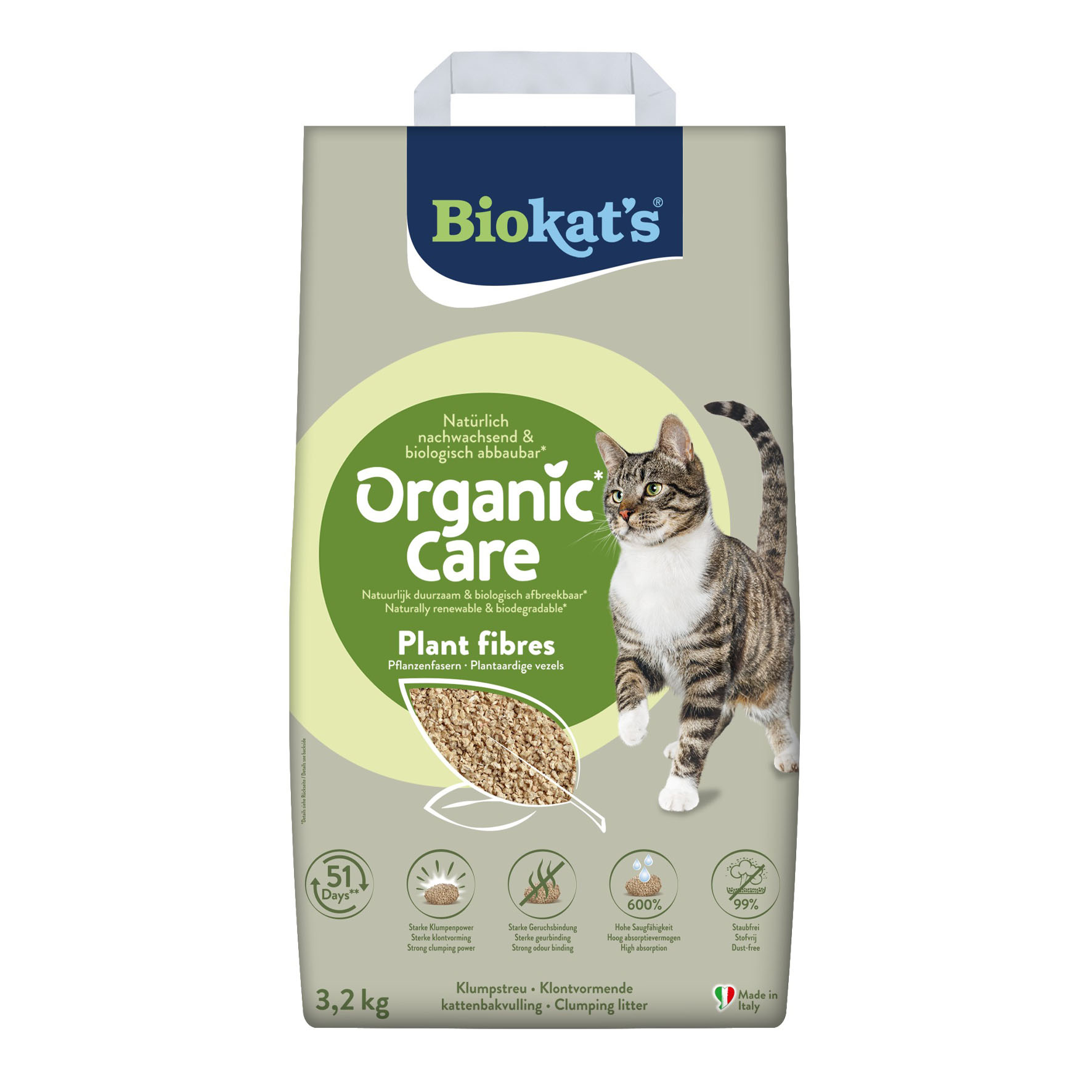 Biokat's Organic Care Plant - Pflanzenfasern-Katzenstreu, 3.2kg