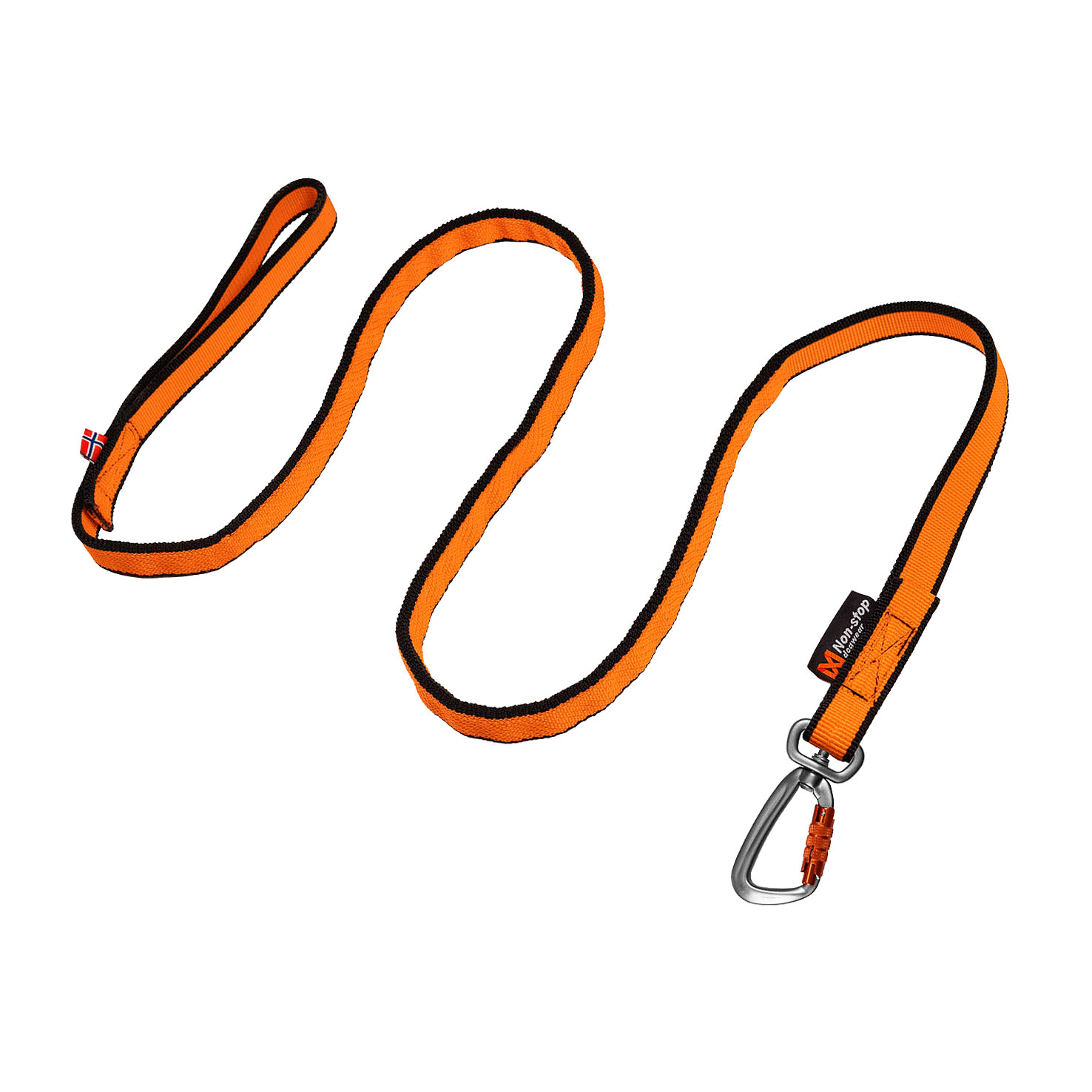 Non-stop Bungee Leash - laisse noire/orange, 20mm/280cm